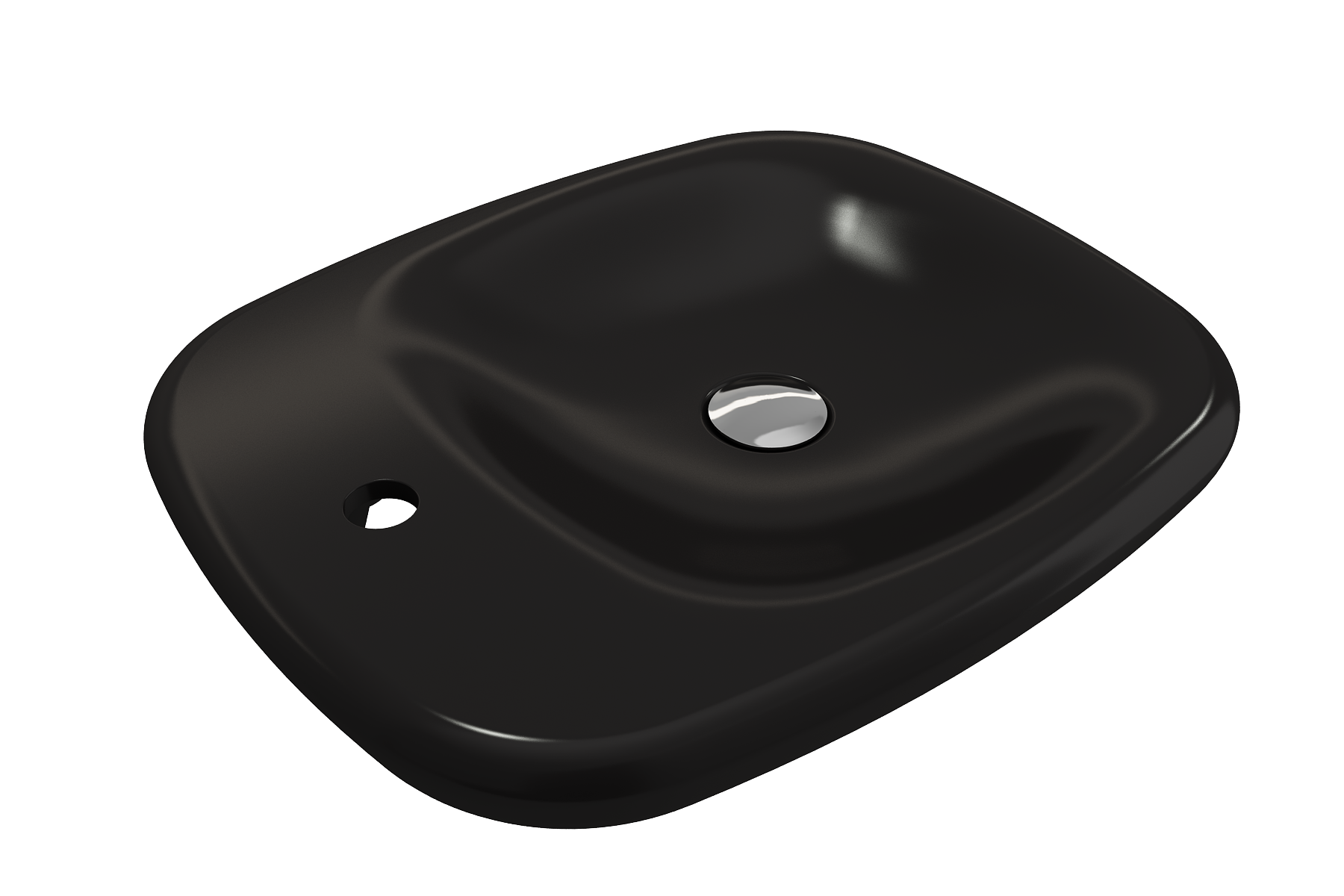 Alternate Image for BOCCHI Fenice 22" Rectangle Vessel Fireclay Bathroom Sink, Matte Black, Single Faucet Hole, 1489-004-0126