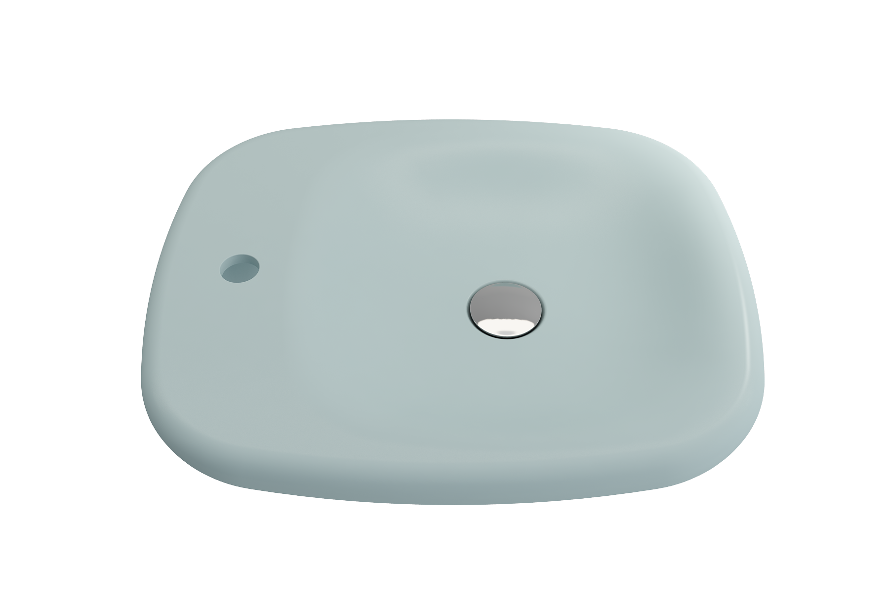 Alternate Image for BOCCHI Fenice 22" Rectangle Vessel Fireclay Bathroom Sink, Matte Ice Blue, Single Faucet Hole, 1489-029-0126