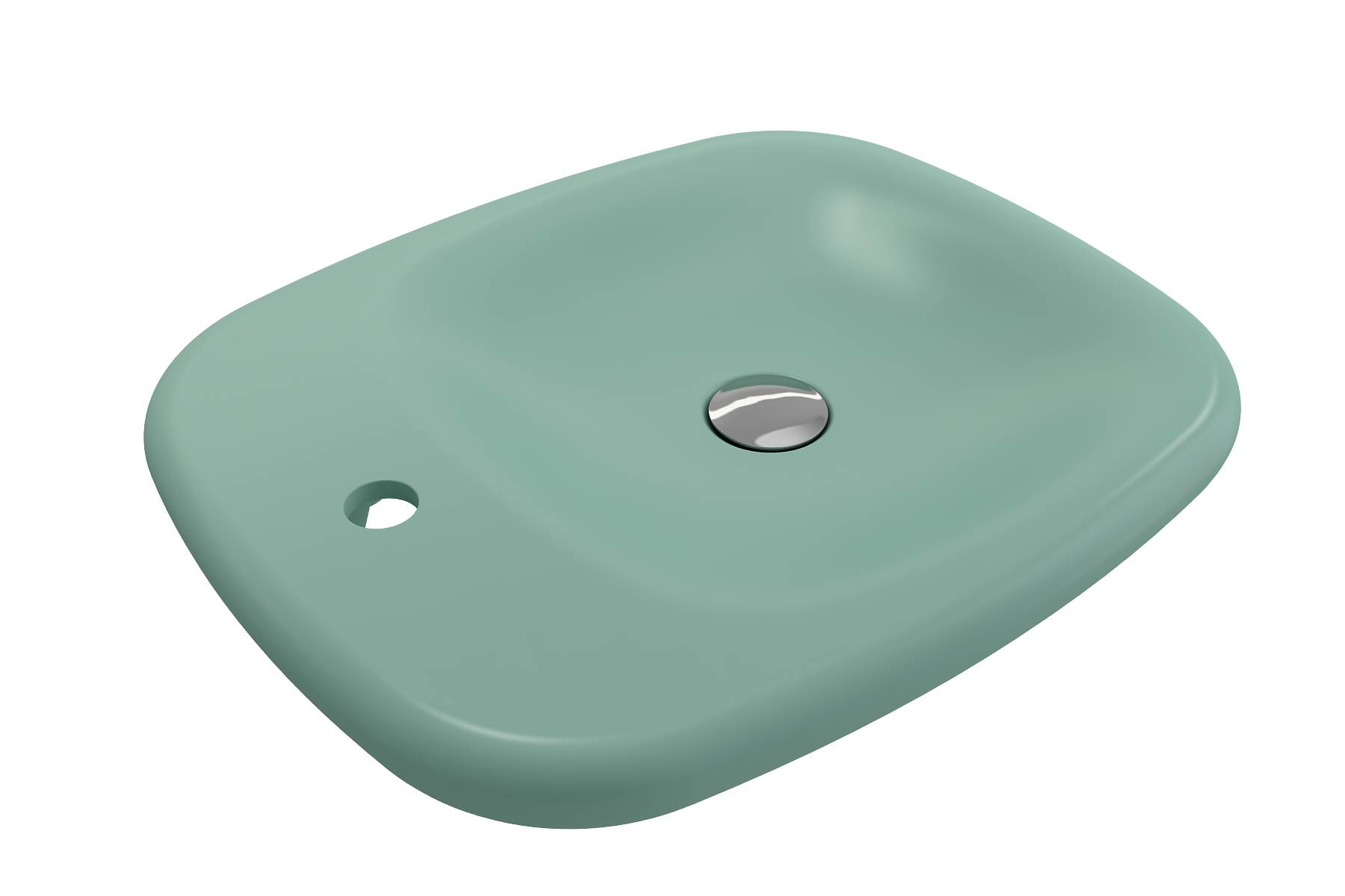 Alternate Image for BOCCHI Fenice 22" Rectangle Vessel Fireclay Bathroom Sink, Matte Mint Green, Single Faucet Hole, 1489-033-0126
