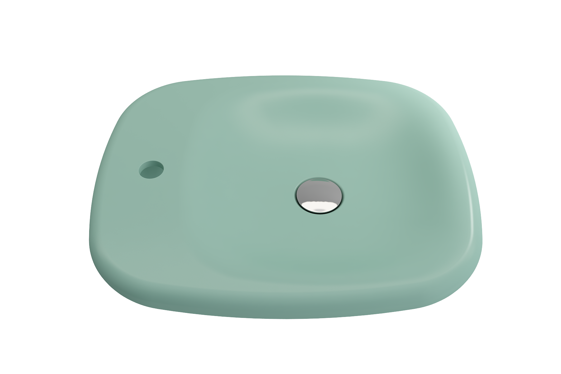 Alternate Image for BOCCHI Fenice 22" Rectangle Vessel Fireclay Bathroom Sink, Matte Mint Green, Single Faucet Hole, 1489-033-0126