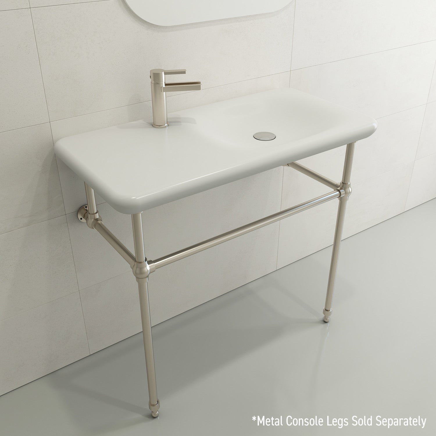 Alternate Image for BOCCHI Fenice 36" Rectangle Wallmount Fireclay Bathroom Sink, Matte White, Single Faucet Hole, 1490-002-0126