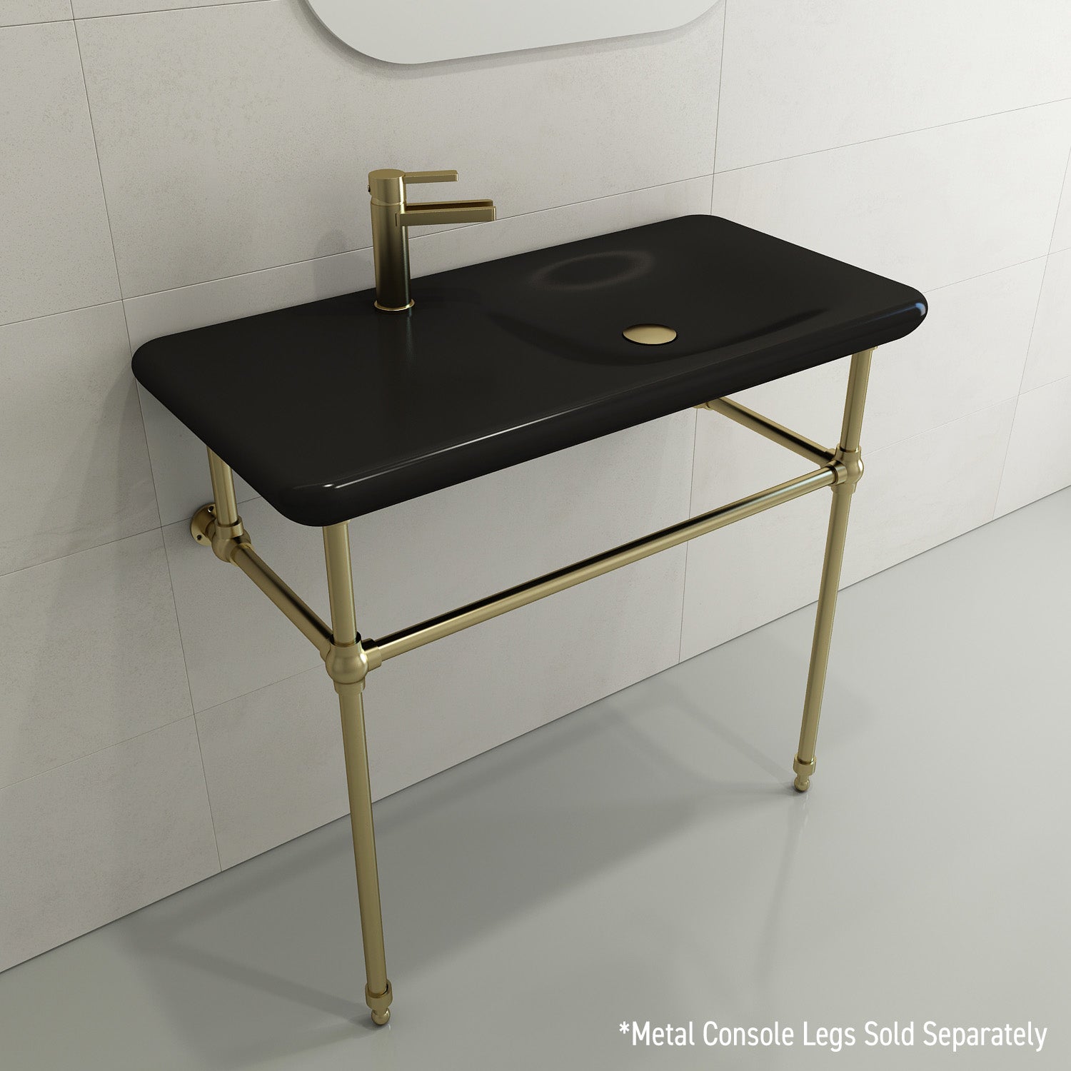 Alternate Image for BOCCHI Fenice 36" Rectangle Wallmount Fireclay Bathroom Sink, Matte Black, Single Faucet Hole, 1490-004-0126