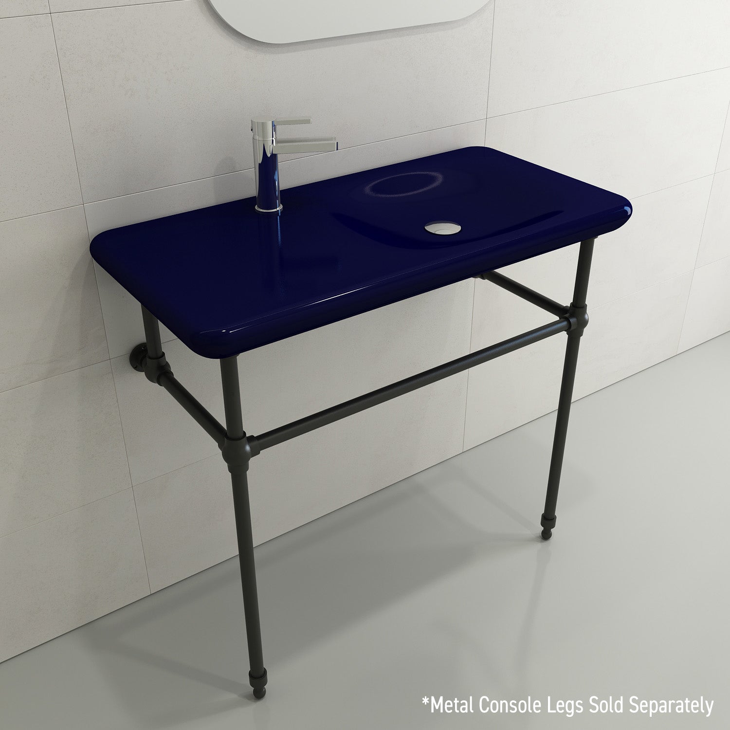 Alternate Image for BOCCHI Fenice 36" Rectangle Wallmount Fireclay Bathroom Sink, Sapphire Blue, Single Faucet Hole, 1490-010-0126