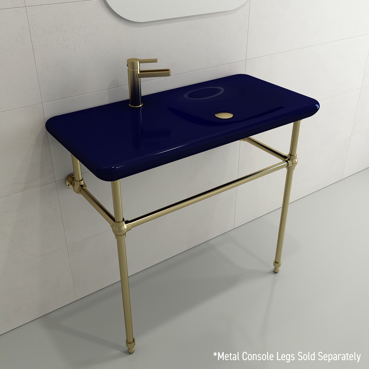 Alternate Image for BOCCHI Fenice 36" Rectangle Wallmount Fireclay Bathroom Sink, Sapphire Blue, Single Faucet Hole, 1490-010-0126