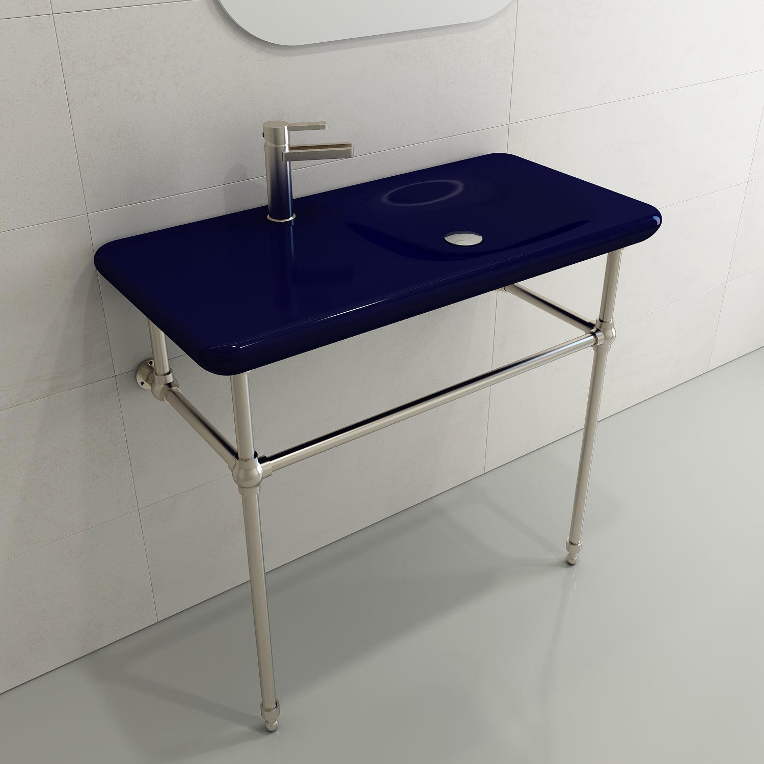 Alternate Image for BOCCHI Fenice 36" Rectangle Wallmount Fireclay Bathroom Sink, Sapphire Blue, Single Faucet Hole, 1490-010-0126