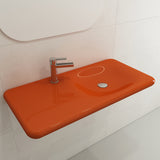 BOCCHI Fenice 36" Rectangle Wallmount Fireclay Bathroom Sink, Orange, Single Faucet Hole, 1490-012-0126