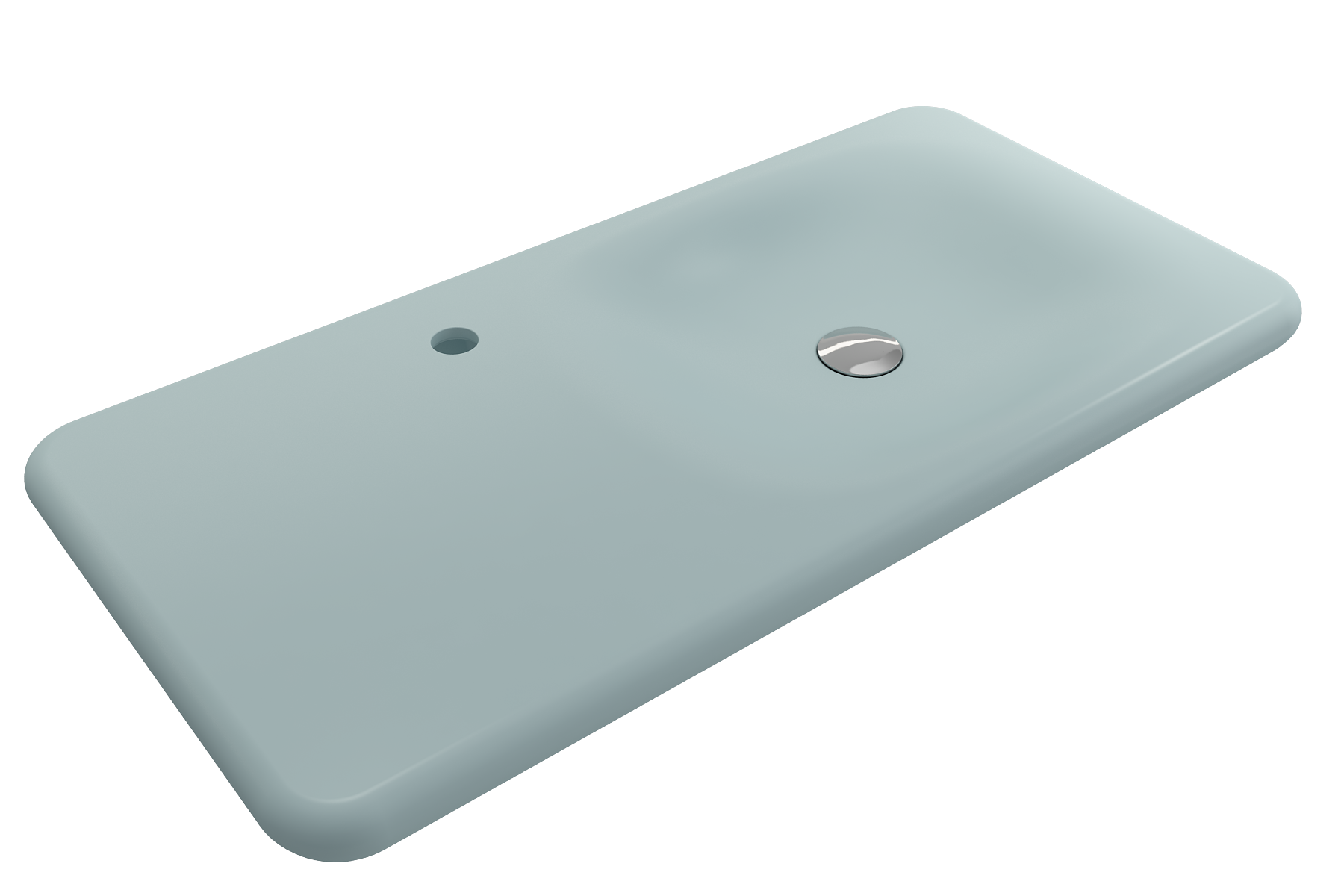 Alternate Image for BOCCHI Fenice 36" Rectangle Wallmount Fireclay Bathroom Sink, Matte Ice Blue, Single Faucet Hole, 1490-029-0126