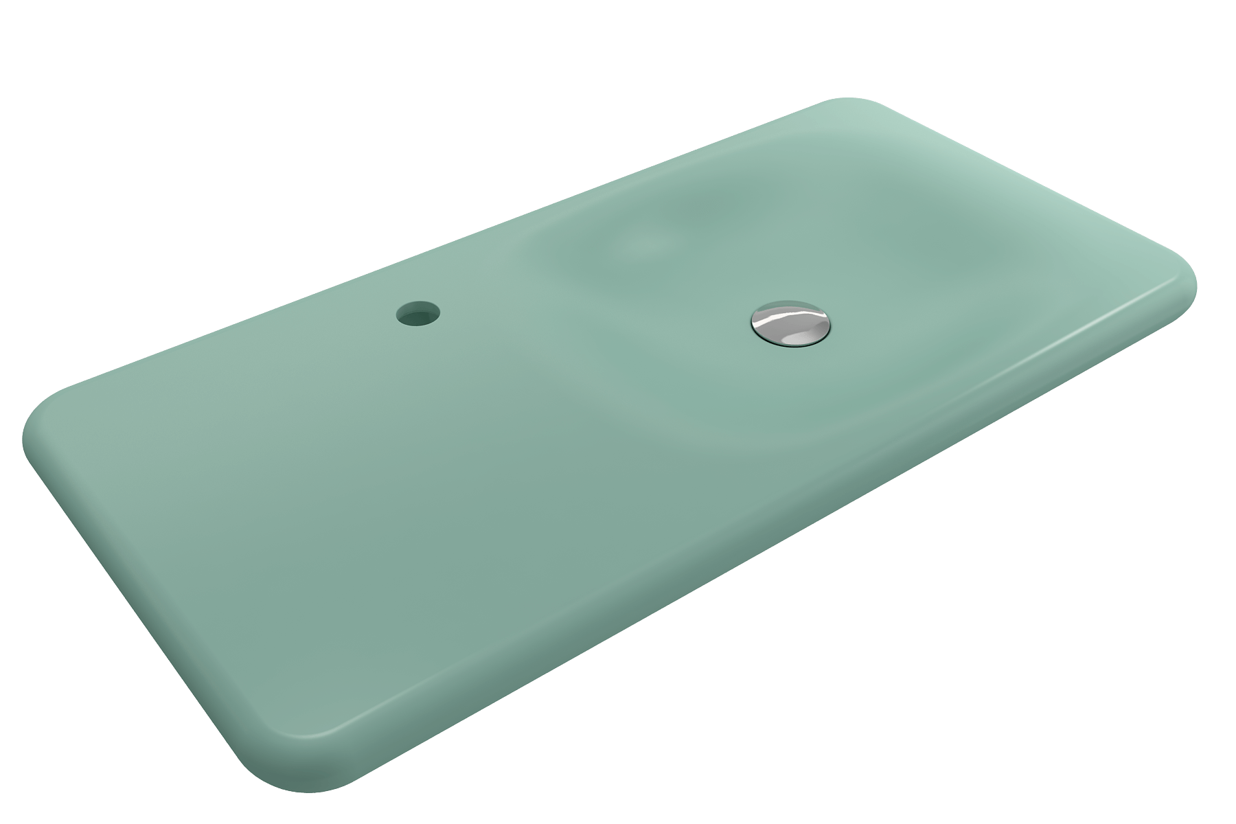 Alternate Image for BOCCHI Fenice 36" Rectangle Wallmount Fireclay Bathroom Sink, Matte Mint Green, Single Faucet Hole, 1490-033-0126