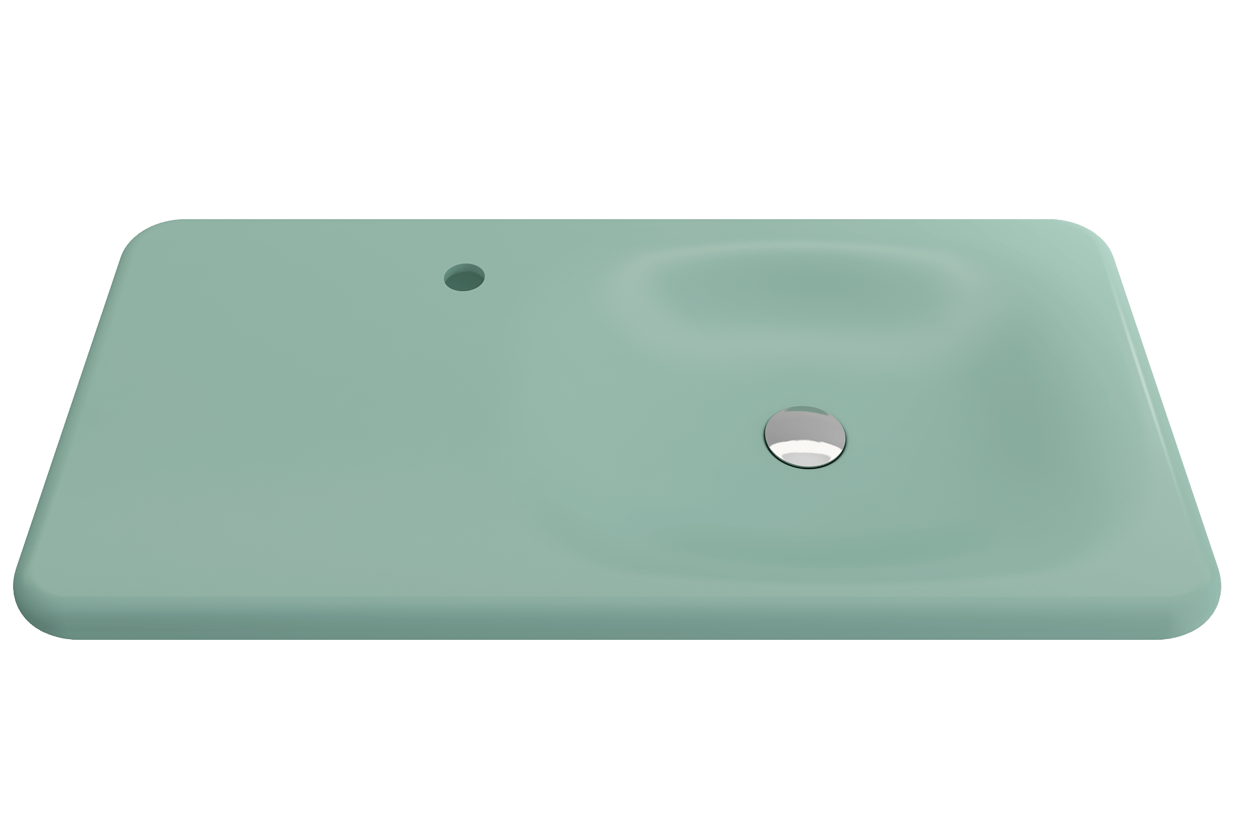 Alternate Image for BOCCHI Fenice 36" Rectangle Wallmount Fireclay Bathroom Sink, Matte Mint Green, Single Faucet Hole, 1490-033-0126