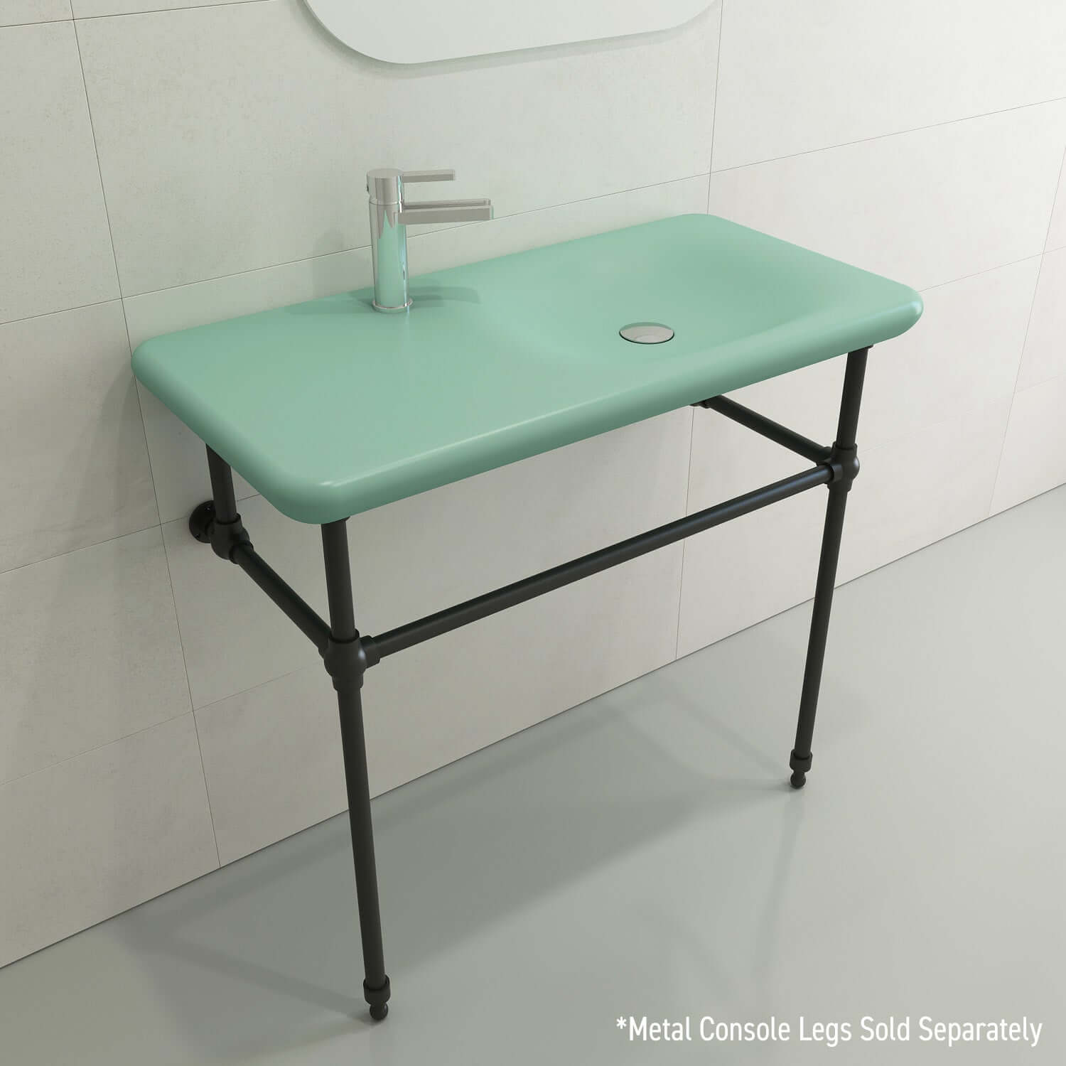 Alternate Image for BOCCHI Fenice 36" Rectangle Wallmount Fireclay Bathroom Sink, Matte Mint Green, Single Faucet Hole, 1490-033-0126