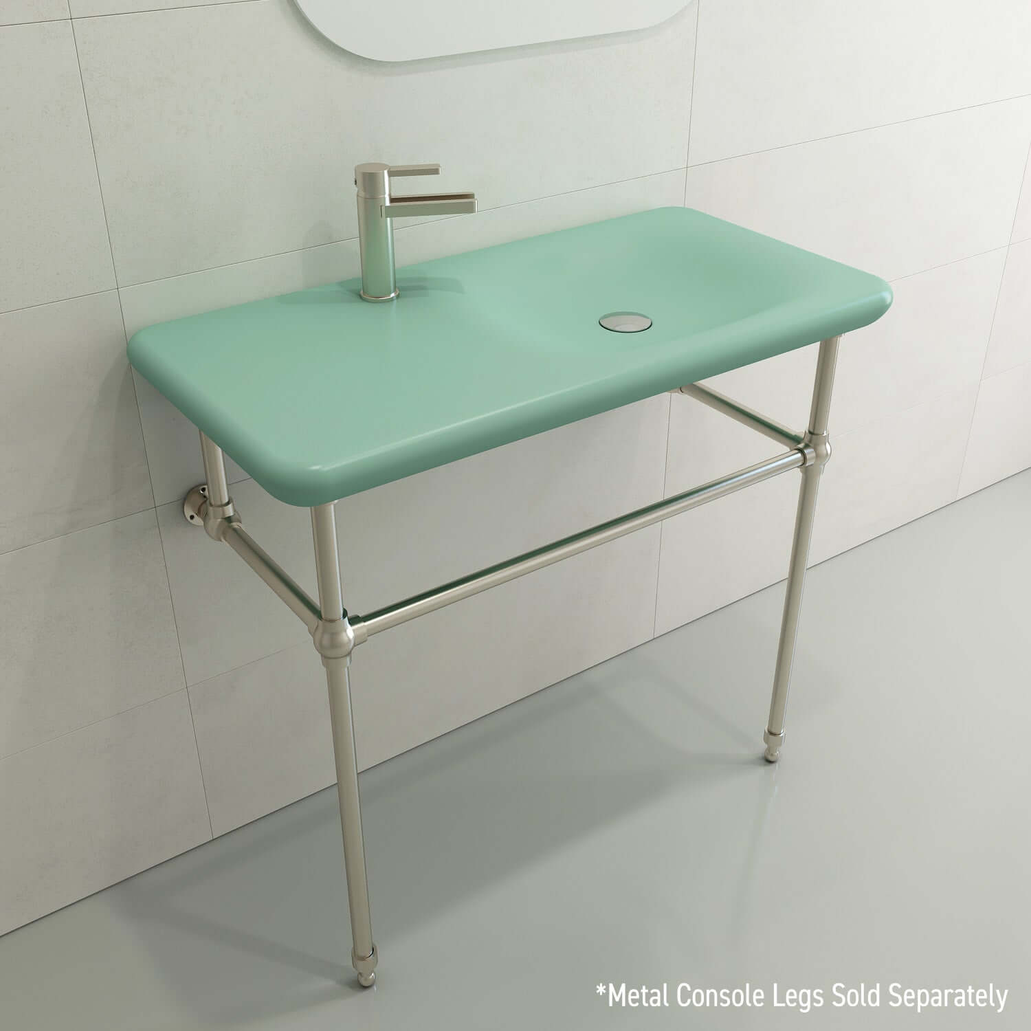 Alternate Image for BOCCHI Fenice 36" Rectangle Wallmount Fireclay Bathroom Sink, Matte Mint Green, Single Faucet Hole, 1490-033-0126