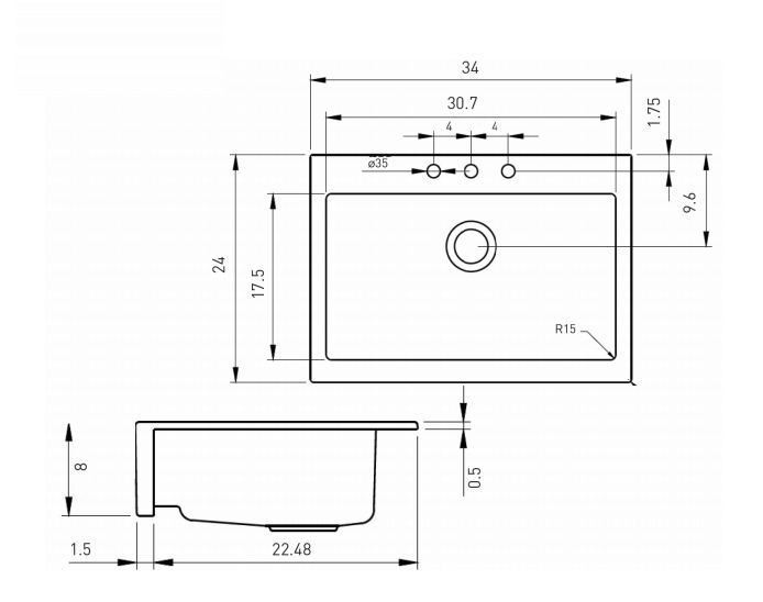 BOCCHI Nuova 34" Fireclay Retrofit Drop-In Farmhouse Sink with Accessories, Black, 1500-005-0127