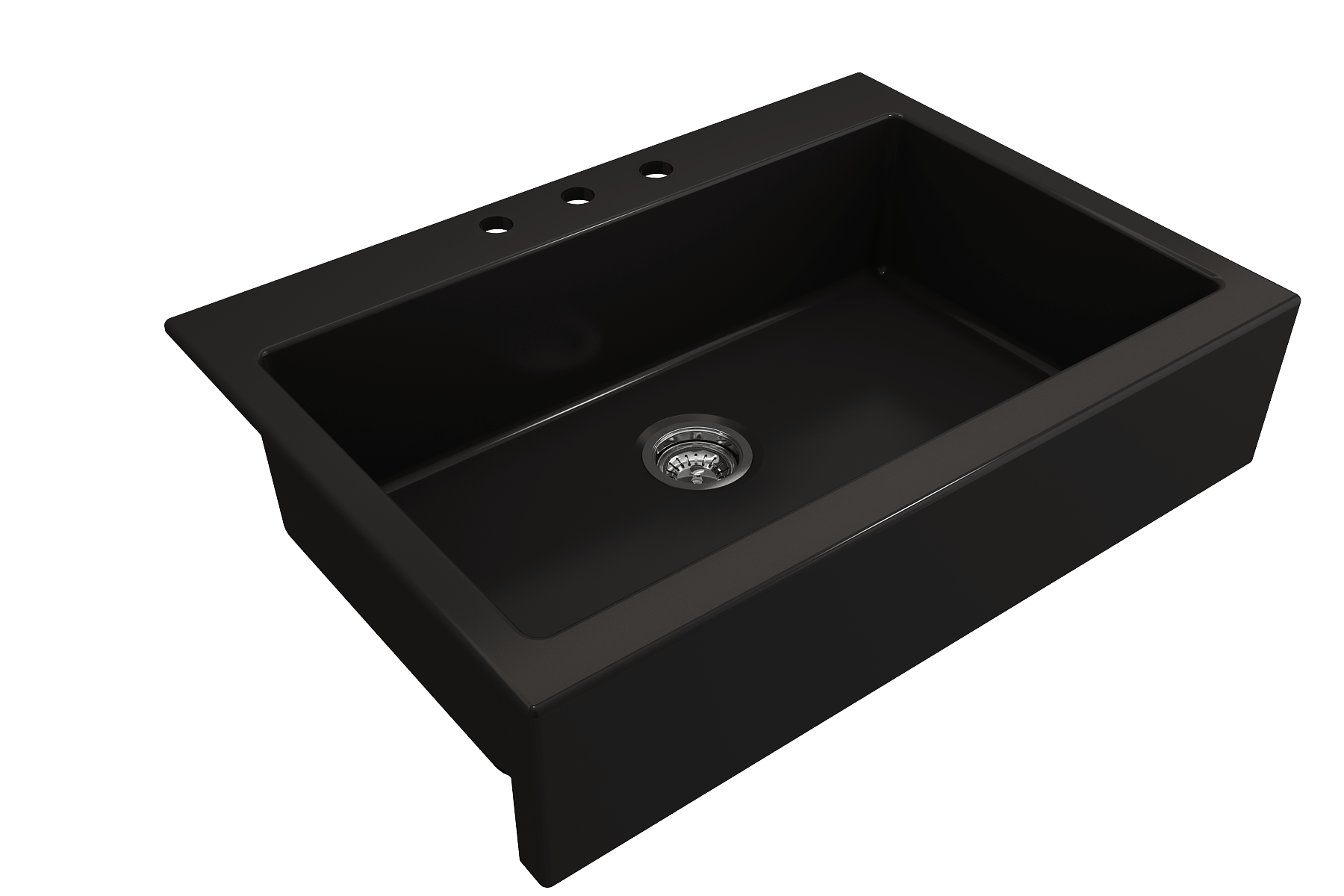 Alternate Image for BOCCHI Nuova 34" Fireclay Retrofit Drop-In Farmhouse Sink with Accessories, Matte Black, 1500-004-0127