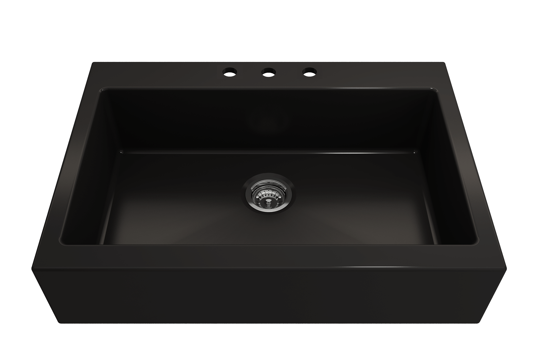 Alternate Image for BOCCHI Nuova 34" Fireclay Retrofit Drop-In Farmhouse Sink with Accessories, Matte Black, 1500-004-0127