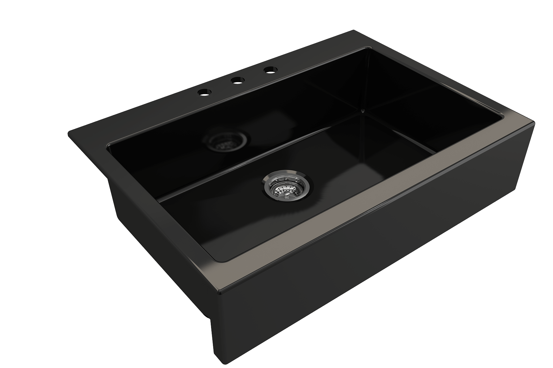 Alternate Image for BOCCHI Nuova 34" Fireclay Retrofit Drop-In Farmhouse Sink with Accessories, Black, 1500-005-0127