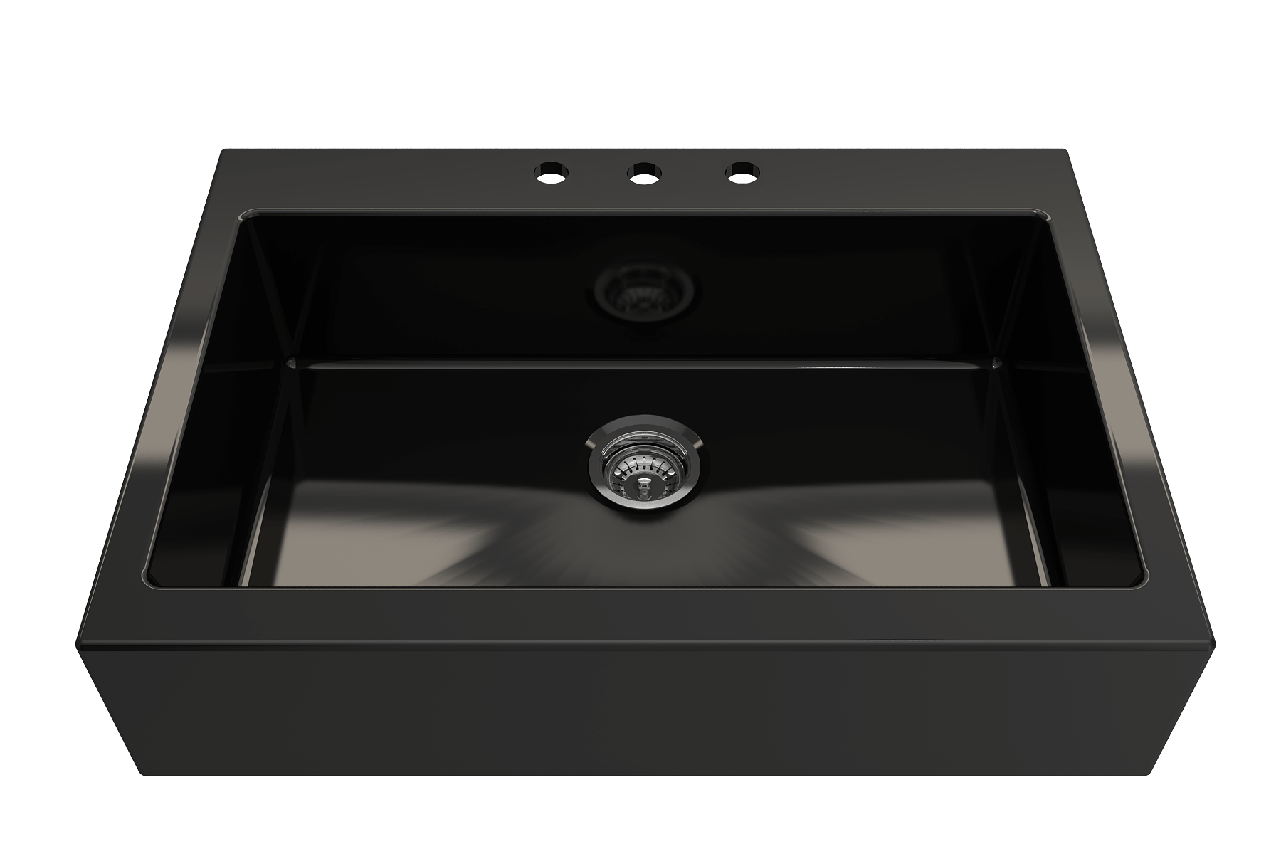 Alternate Image for BOCCHI Nuova 34" Fireclay Retrofit Drop-In Farmhouse Sink with Accessories, Black, 1500-005-0127