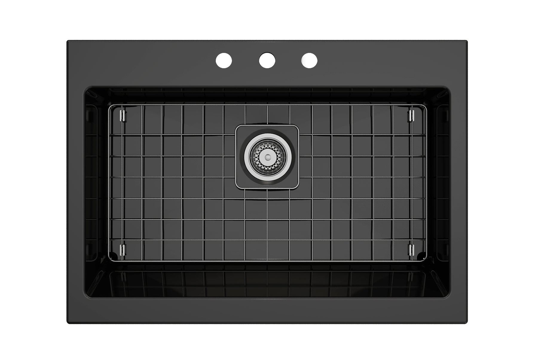 Alternate Image for BOCCHI Nuova 34" Fireclay Retrofit Drop-In Farmhouse Sink with Accessories, Black, 1500-005-0127