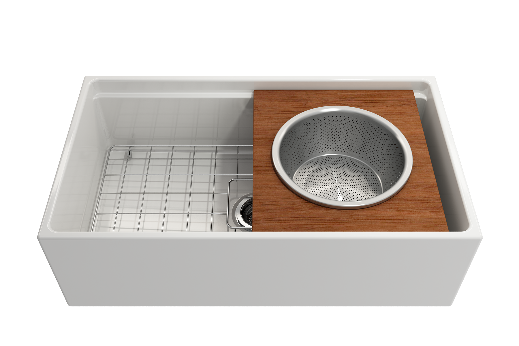Alternate Image for BOCCHI Wood Board with Large Round Stainless Steel Mixing Bowl and Colander, 2320 0015
