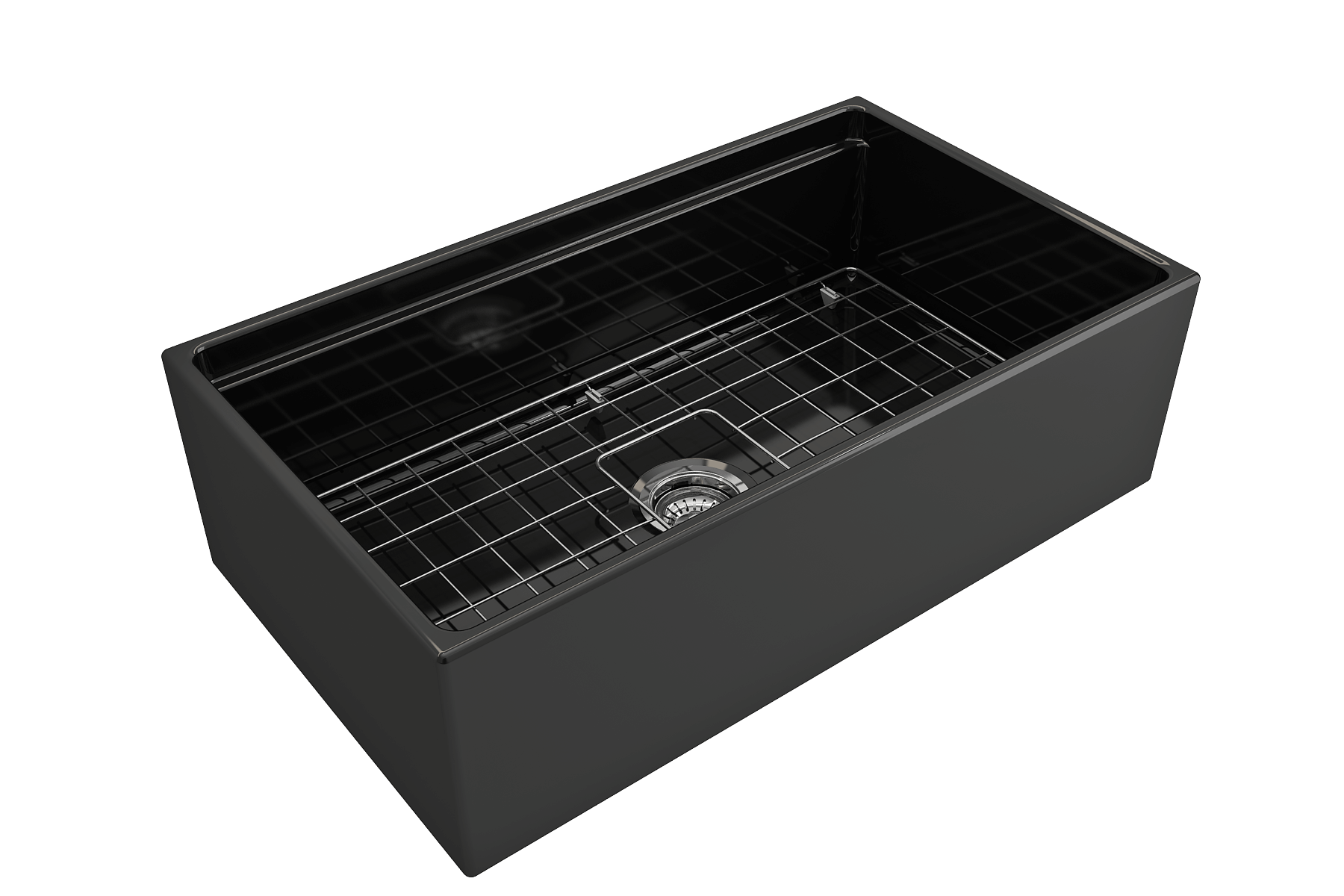 Alternate Image for BOCCHI Contempo 33" Fireclay Workstation Farmhouse Sink with Accessories, Black, 1504-005-0120