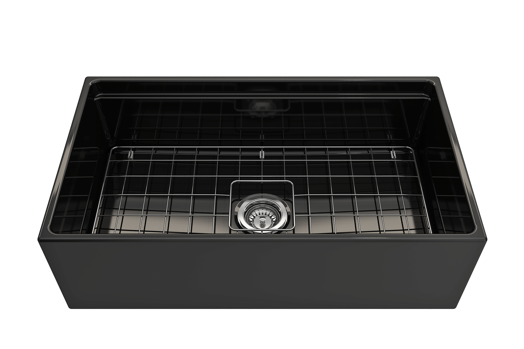 Alternate Image for BOCCHI Contempo 33" Fireclay Workstation Farmhouse Sink with Accessories, Black, 1504-005-0120