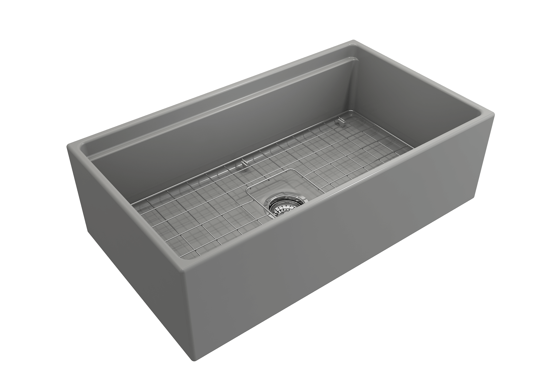 Alternate Image for BOCCHI Contempo 33" Fireclay Workstation Farmhouse Sink with Accessories, Matte Gray, 1504-006-0120