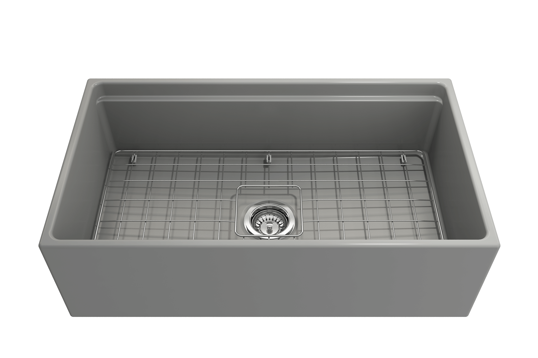 Alternate Image for BOCCHI Contempo 33" Fireclay Workstation Farmhouse Sink with Accessories, Matte Gray, 1504-006-0120