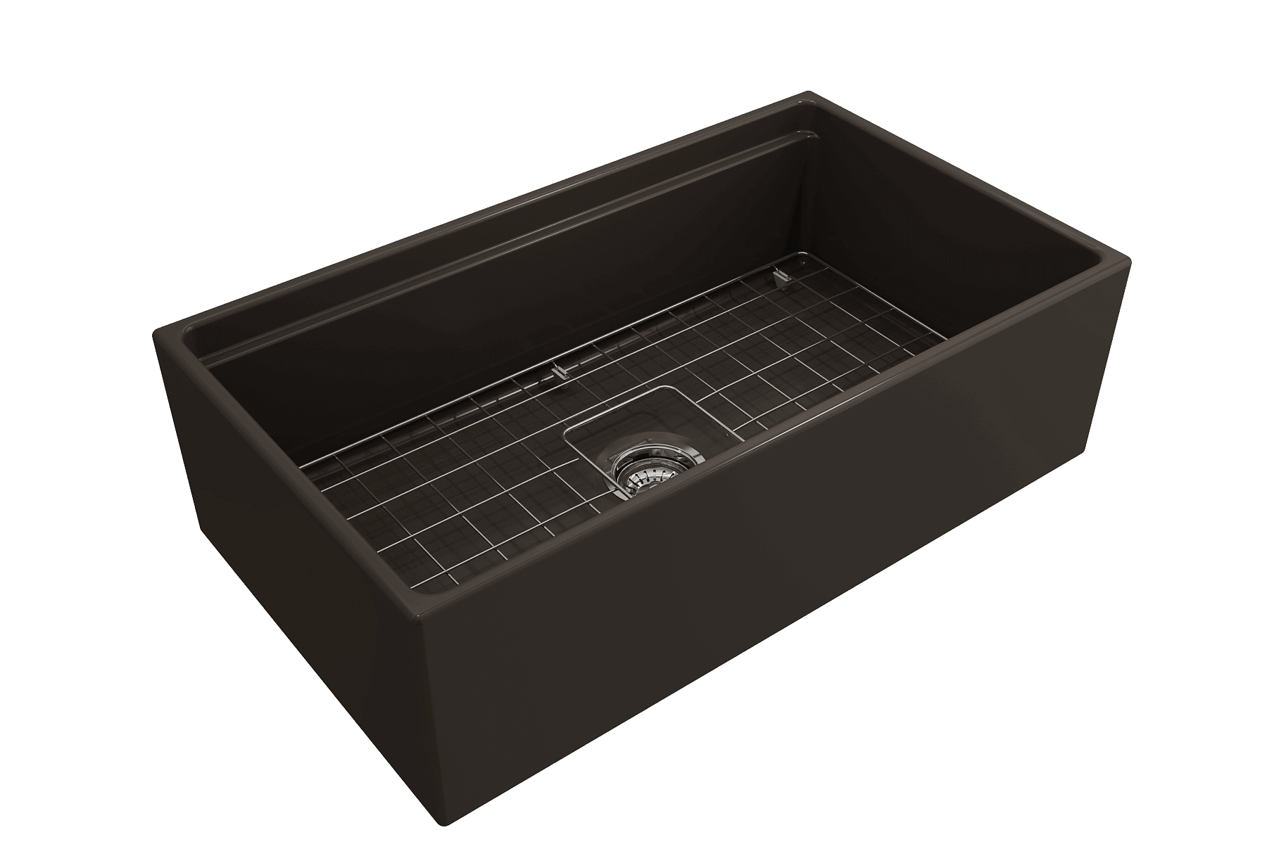 Alternate Image for BOCCHI Contempo 33" Fireclay Workstation Farmhouse Sink with Accessories, Matte Brown, 1504-025-0120