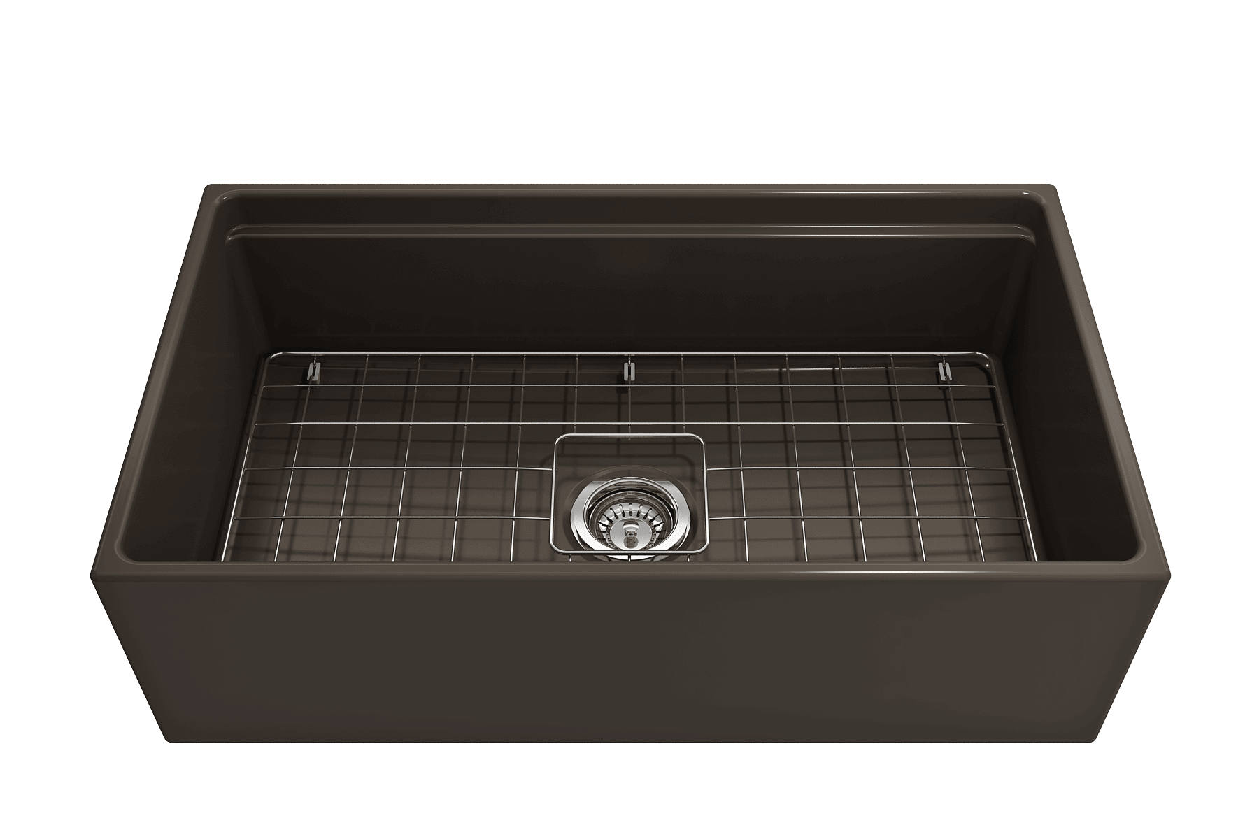 Alternate Image for BOCCHI Contempo 33" Fireclay Workstation Farmhouse Sink with Accessories, Matte Brown, 1504-025-0120
