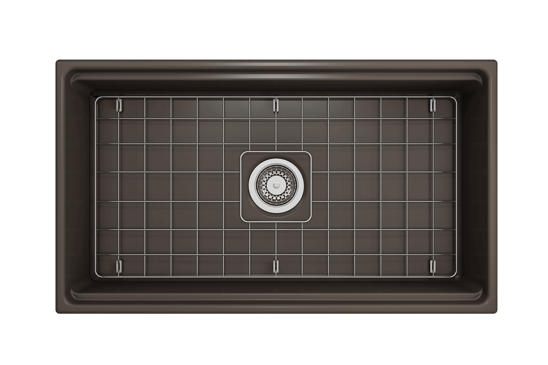 Alternate Image for BOCCHI Contempo 33" Fireclay Workstation Farmhouse Sink with Accessories, Matte Brown, 1504-025-0120