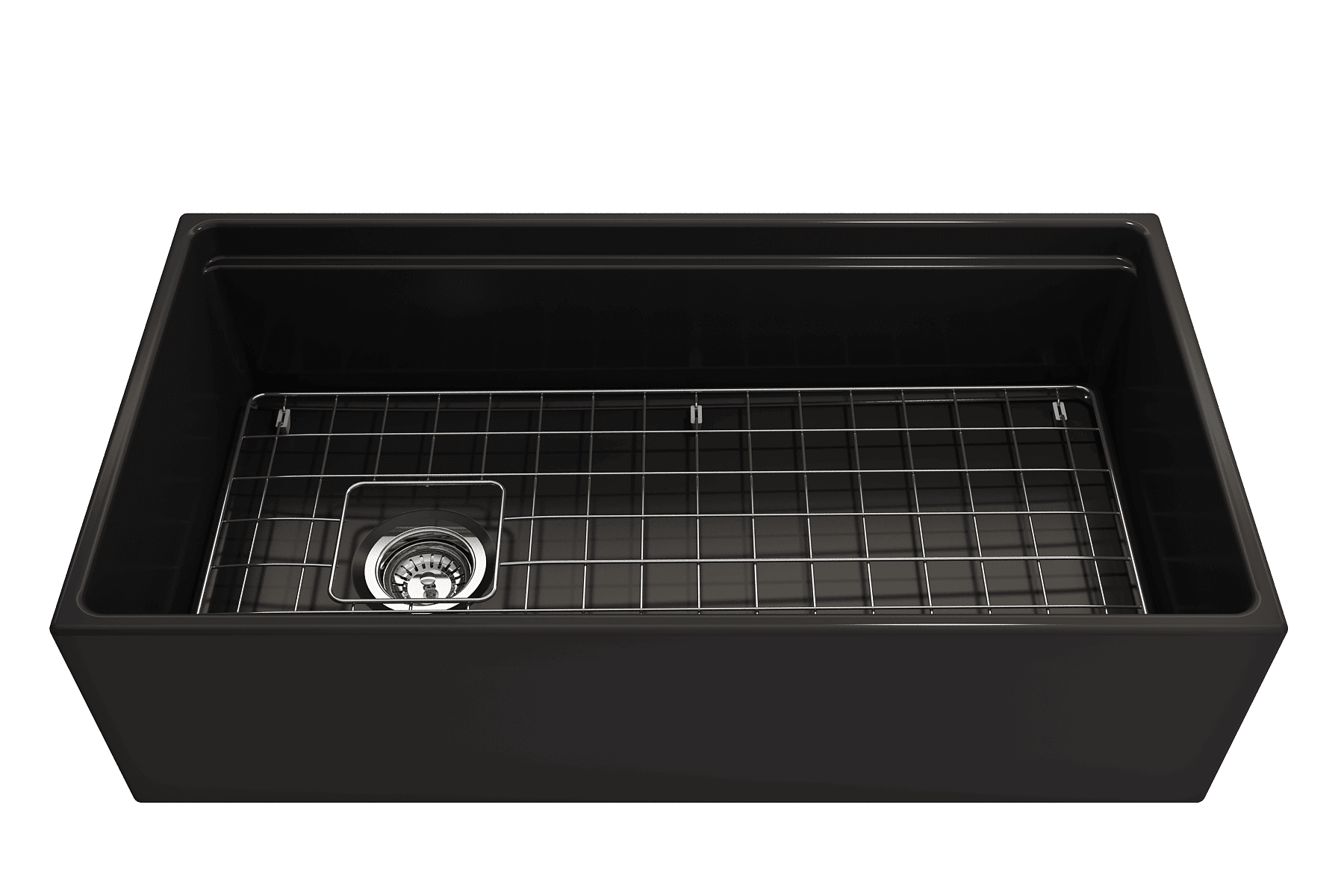 Alternate Image for BOCCHI Contempo 36" Fireclay Workstation Farmhouse Sink with Accessories, Matte Black, 1505-004-0120