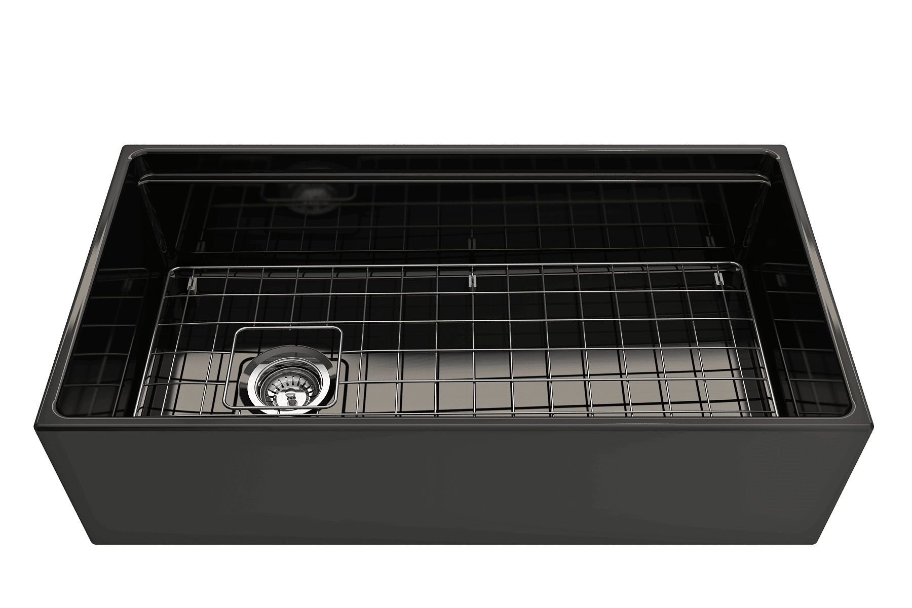 Alternate Image for BOCCHI Contempo 36" Fireclay Workstation Farmhouse Sink with Accessories, Black, 1505-005-0120