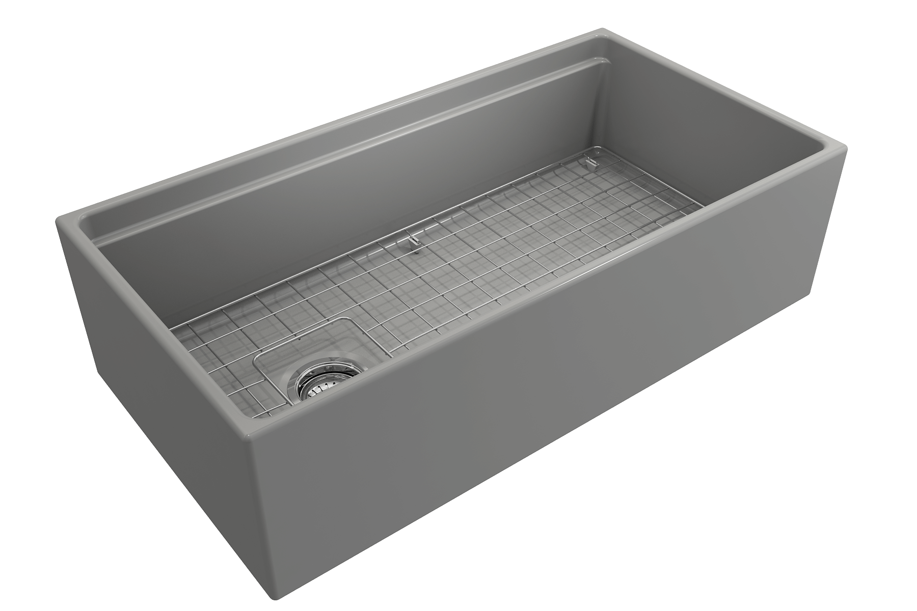 Alternate Image for BOCCHI Contempo 36" Fireclay Workstation Farmhouse Sink with Accessories, Matte Gray, 1505-006-0120
