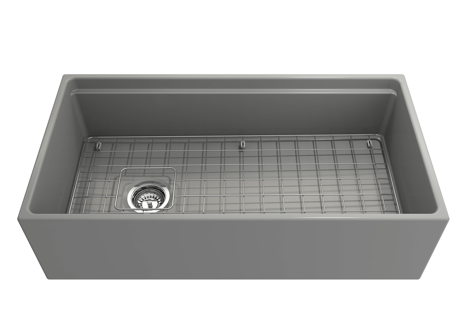 Alternate Image for BOCCHI Contempo 36" Fireclay Workstation Farmhouse Sink with Accessories, Matte Gray, 1505-006-0120