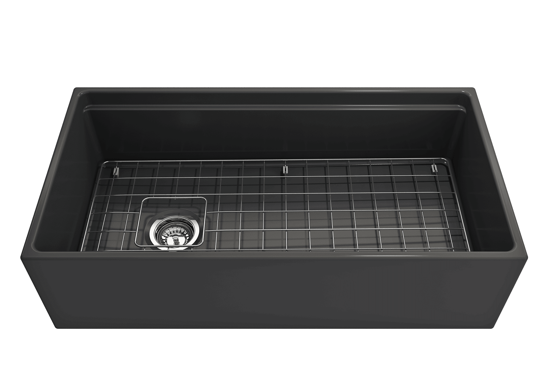 Alternate Image for BOCCHI Contempo 36" Fireclay Workstation Farmhouse Sink with Accessories, Matte Dark Gray, 1505-020-0120