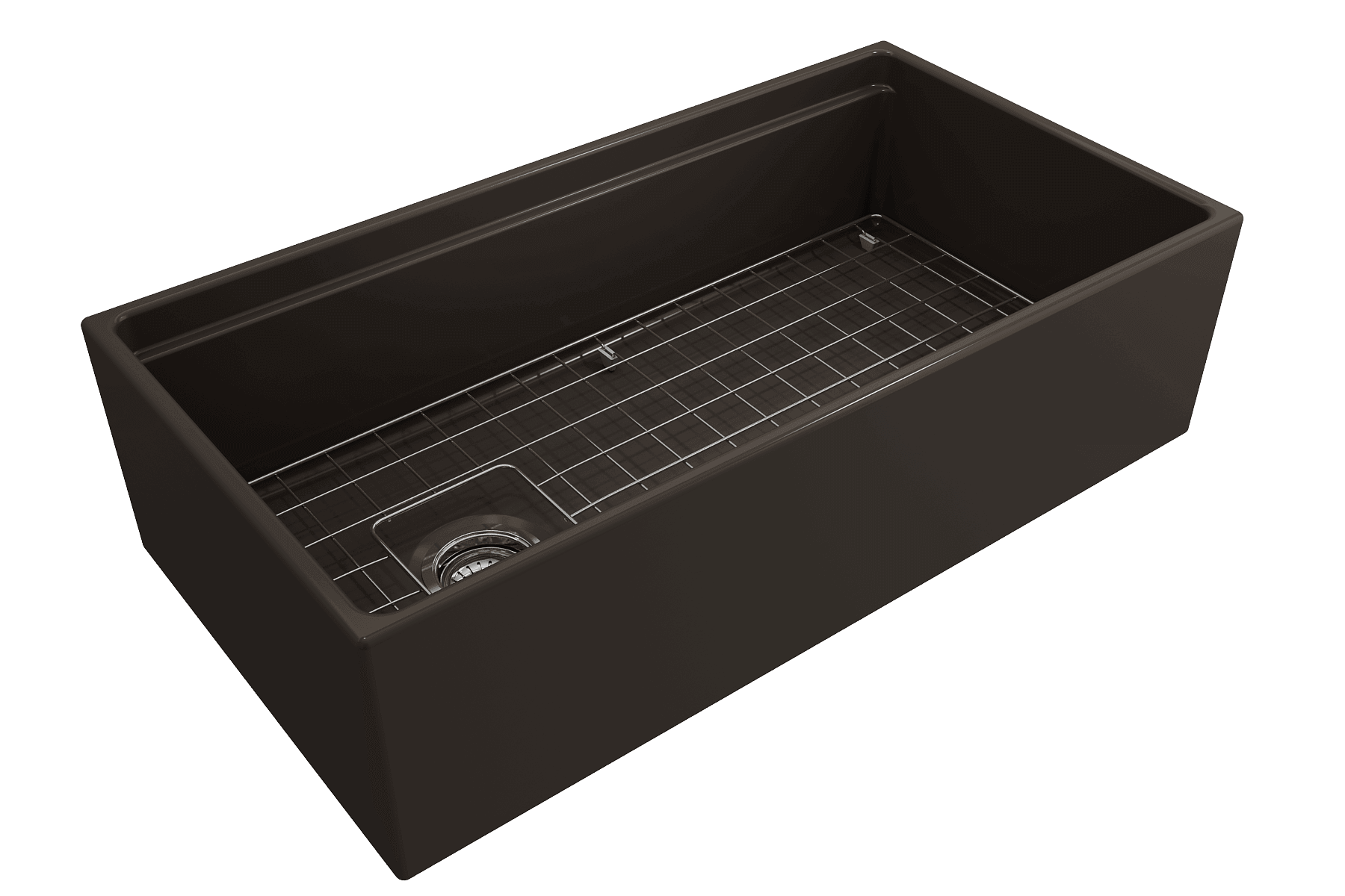 Alternate Image for BOCCHI Contempo 36" Fireclay Workstation Farmhouse Sink with Accessories, Matte Brown, 1505-025-0120
