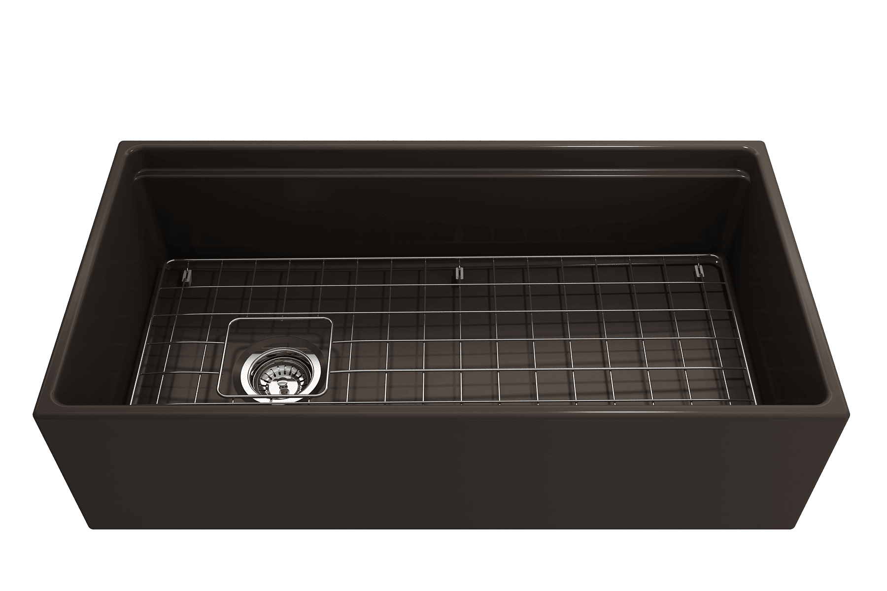 Alternate Image for BOCCHI Contempo 36" Fireclay Workstation Farmhouse Sink with Accessories, Matte Brown, 1505-025-0120