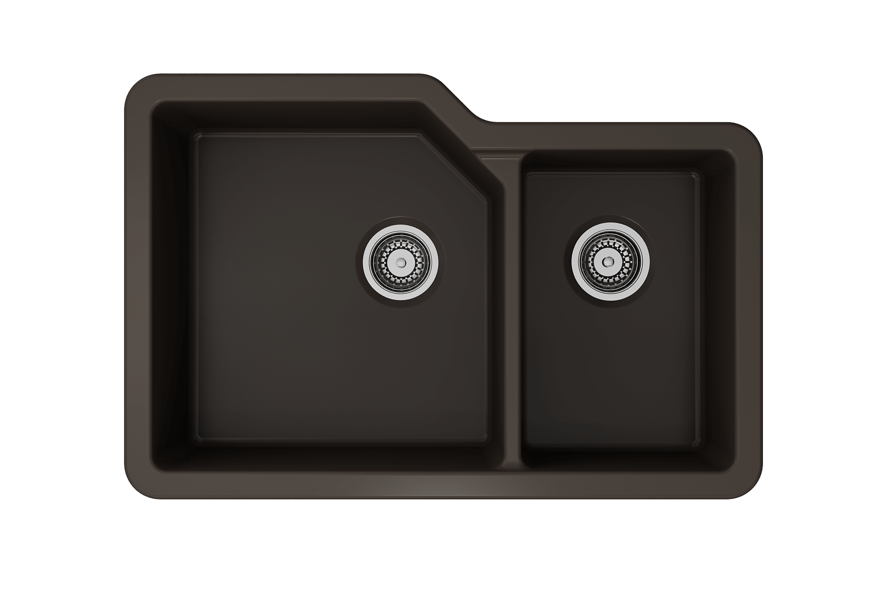 Alternate Image for BOCCHI Sotto 33" Dual Mount Fireclay Kitchen Sink with Accessories, 60/40 Double Bowl, Matte Brown, 1506-025-0120