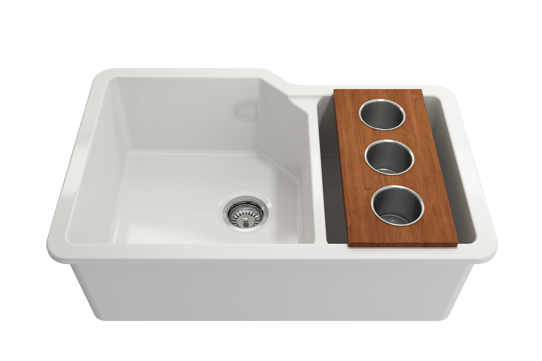 Alternate Image for BOCCHI Wood Board with 3 Round Stainless Steel Bowls, 2320 0011