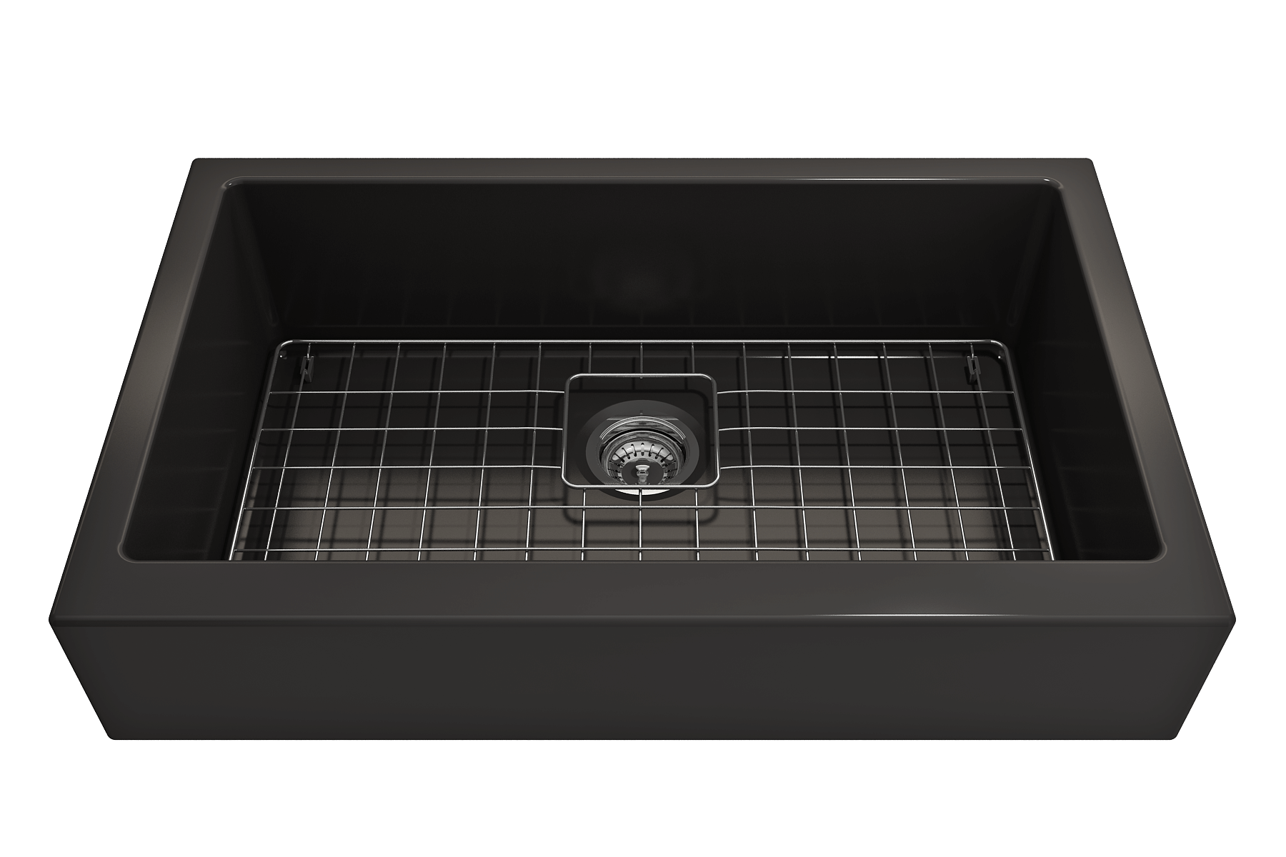Alternate Image for BOCCHI Nuova 34" Fireclay Retrofit Farmhouse Sink with Accessories, Matte Black, 1551-004-0120