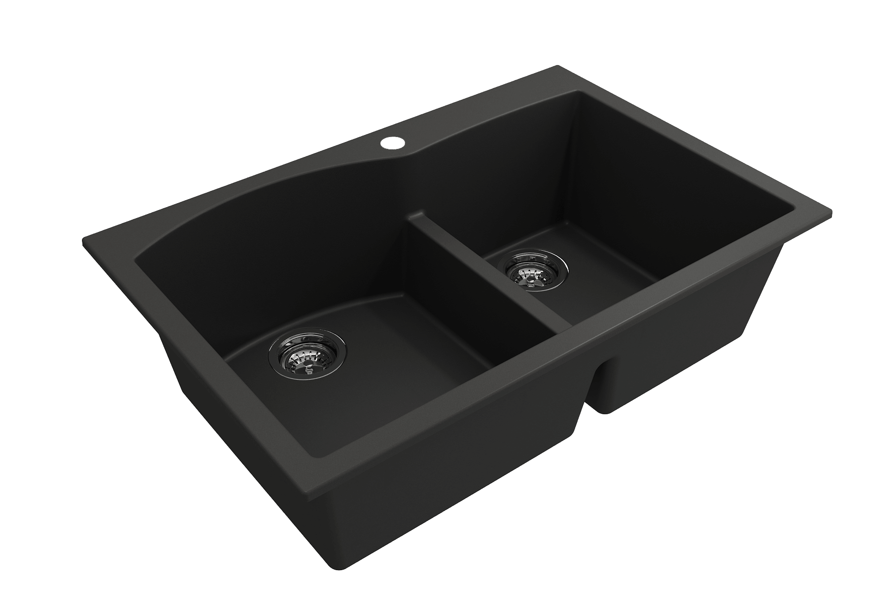 Alternate Image for BOCCHI Campino Duo 33" Dual Mount Composite Granite Kitchen Sink, 60/40 Double Bowl, Matte Black, 1602-504-0126