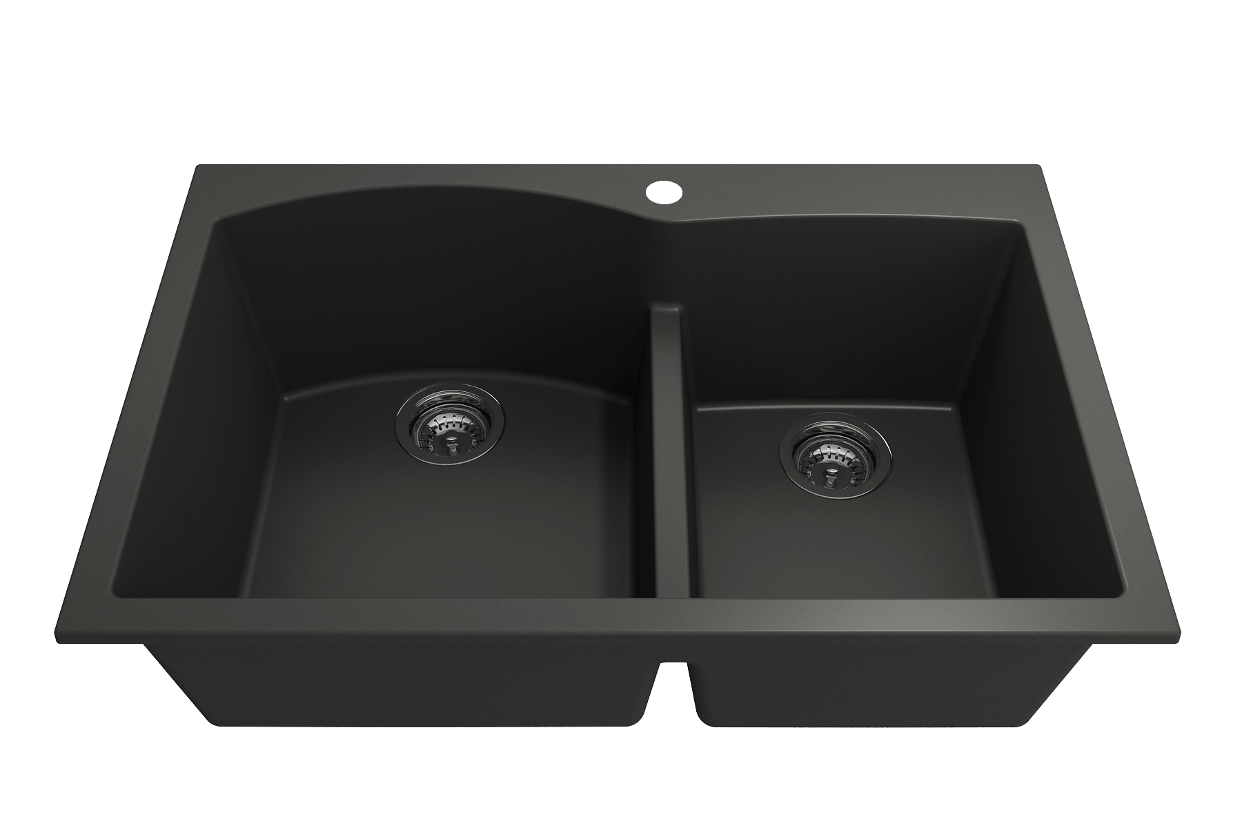 Alternate Image for BOCCHI Campino Duo 33" Dual Mount Composite Granite Kitchen Sink, 60/40 Double Bowl, Matte Black, 1602-504-0126
