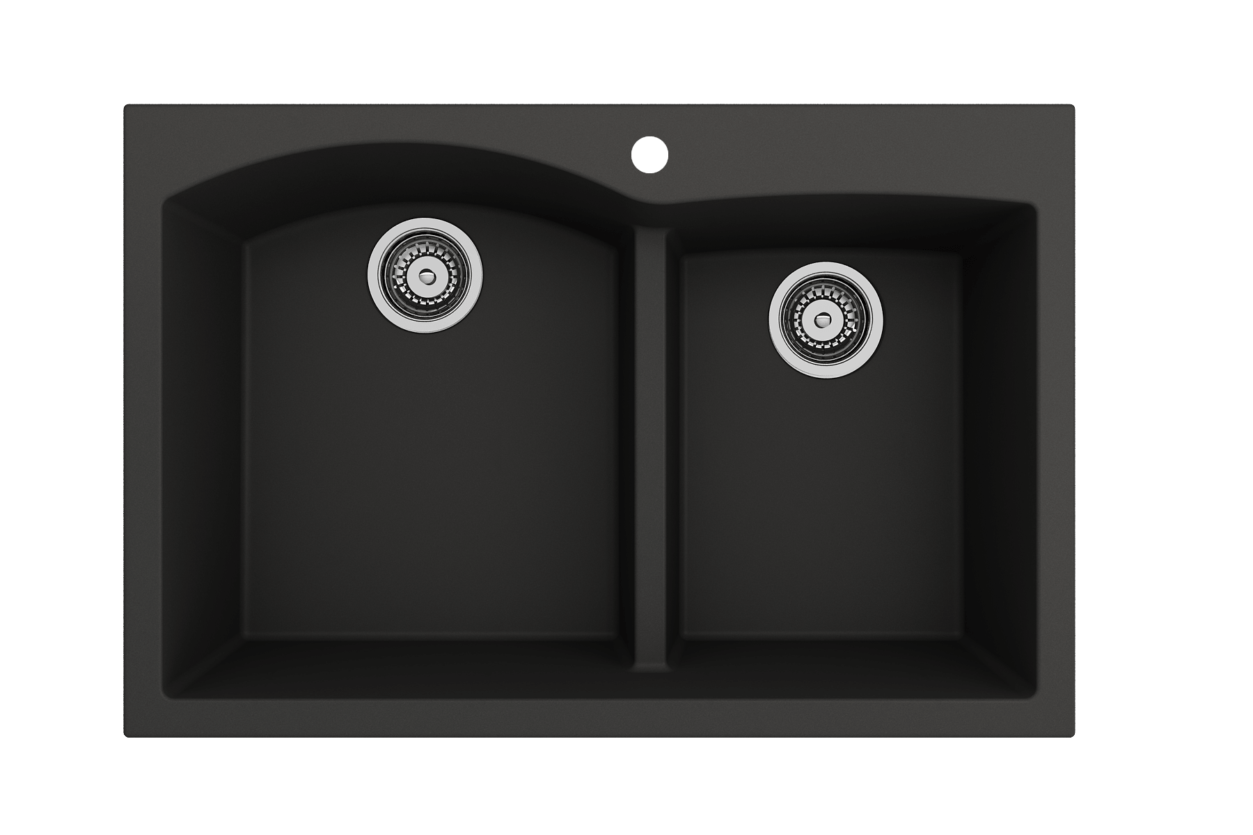 Alternate Image for BOCCHI Campino Duo 33" Dual Mount Composite Granite Kitchen Sink, 60/40 Double Bowl, Matte Black, 1602-504-0126