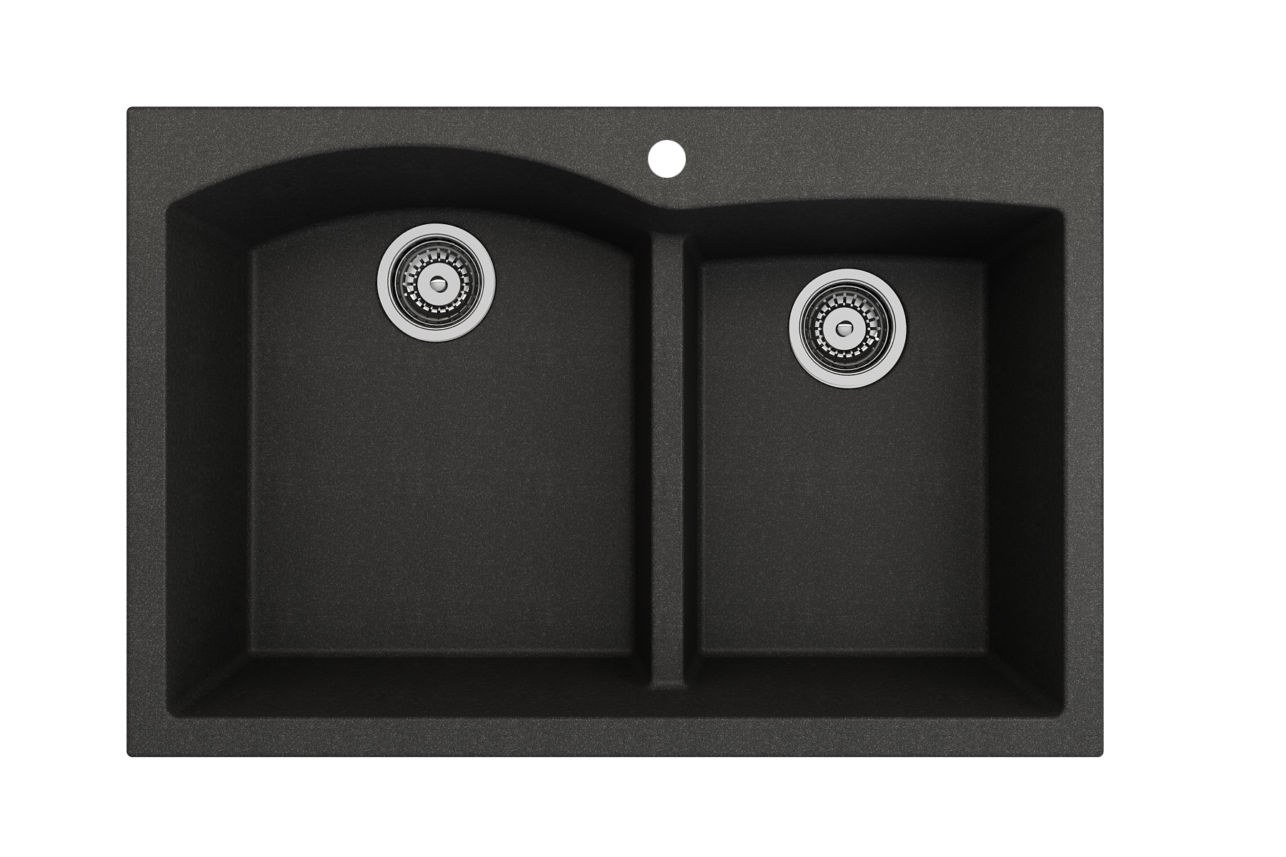 Alternate Image for BOCCHI Campino Duo 33" Dual Mount Composite Granite Kitchen Sink, 60/40 Double Bowl, Metallic Black, 1602-505-0126