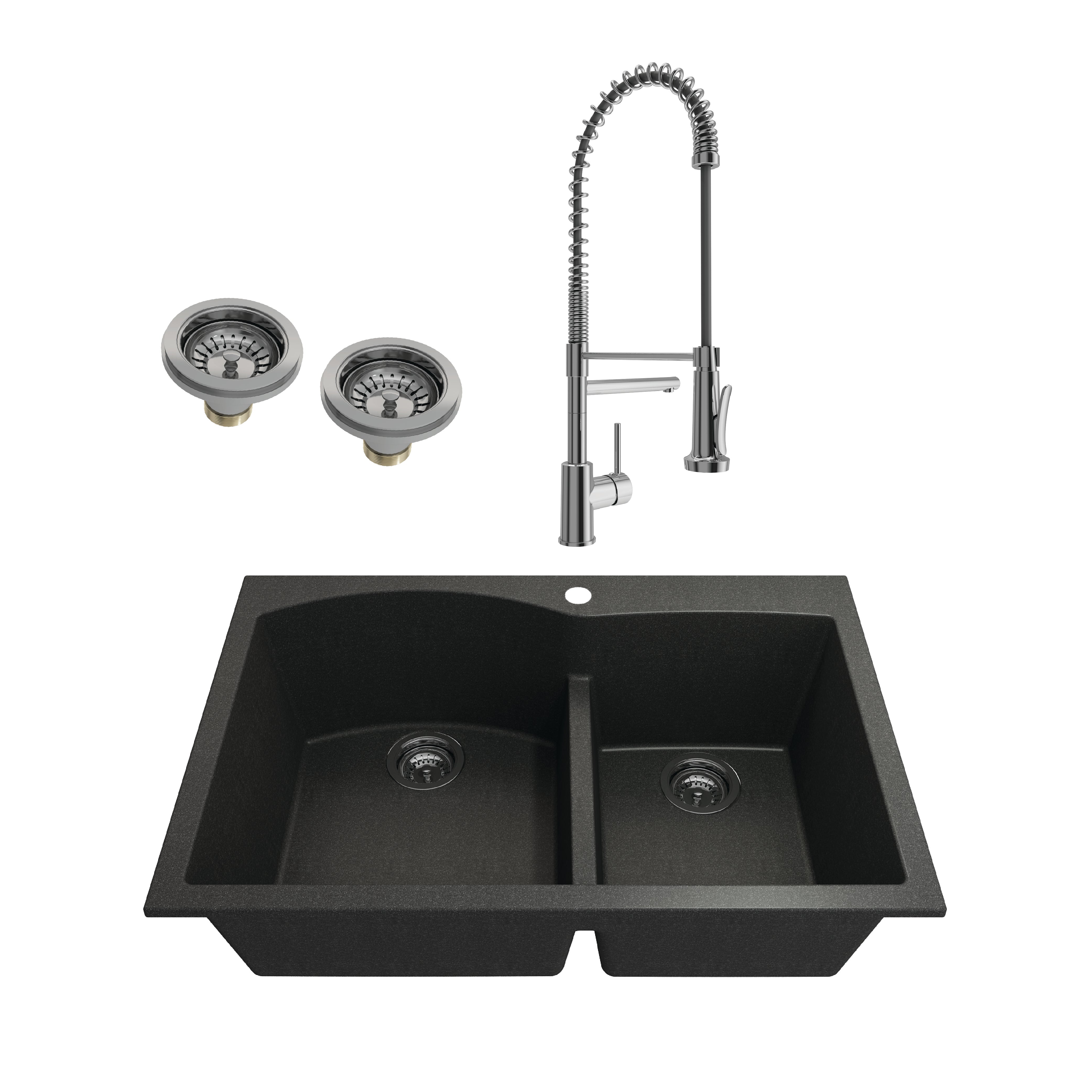 Granite Composite Single Bowl Kitchen Sink in Metallic Black