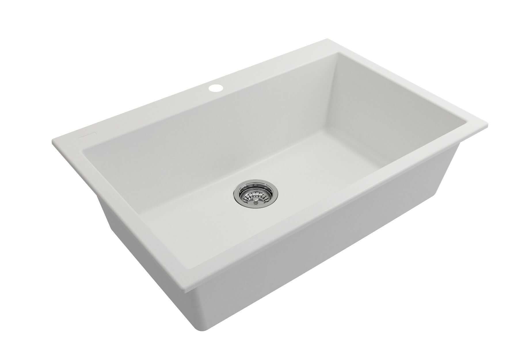 Alternate Image for BOCCHI Campino Uno 33" Dual Mount Granite Kitchen Sink Kit with Accessories, Milk White, 1604-507-0126