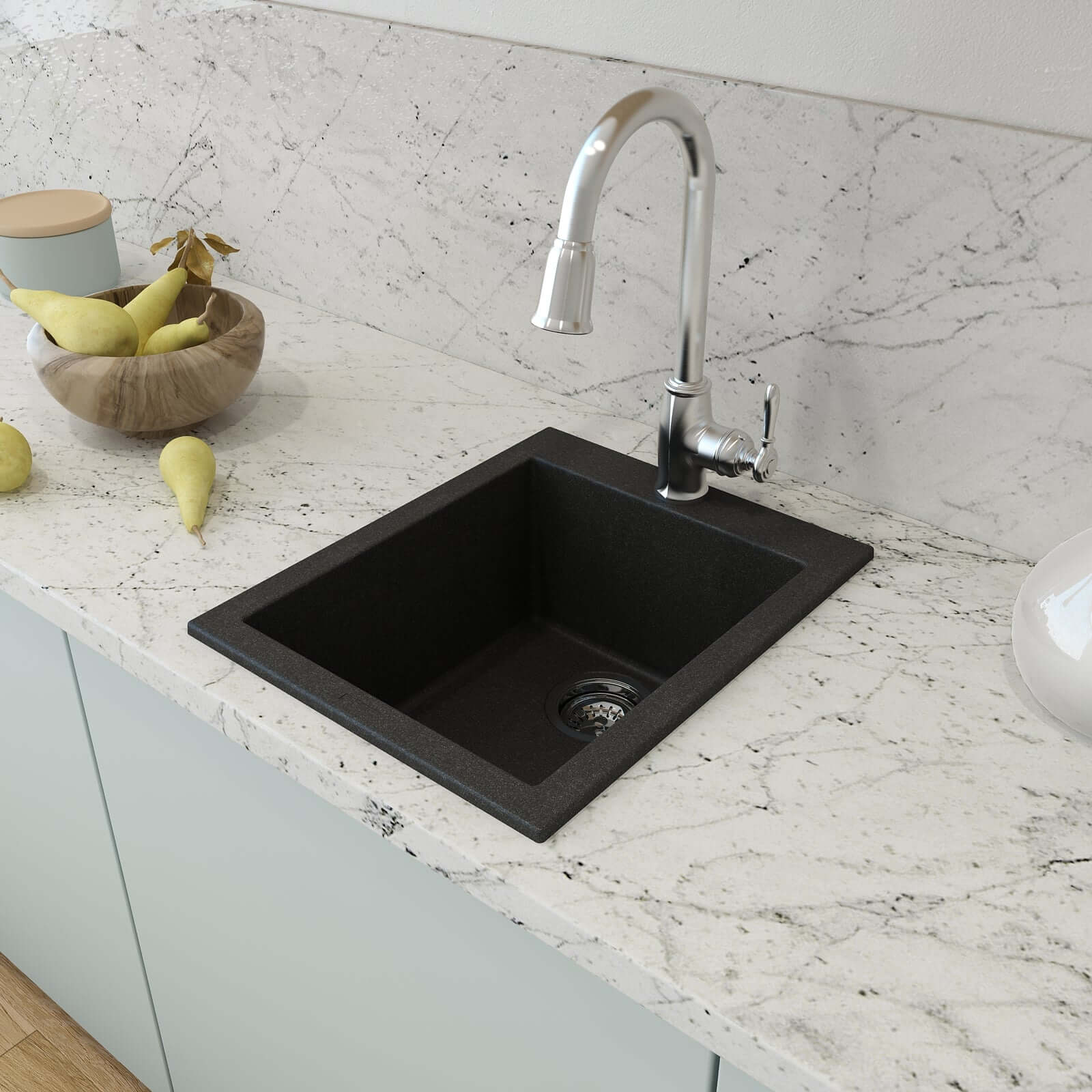 Alternate Image for BOCCHI Campino Uno 16" Rectangle Composite Granite Bar/Prep Sink, Metallic Black, 1608-505-0126