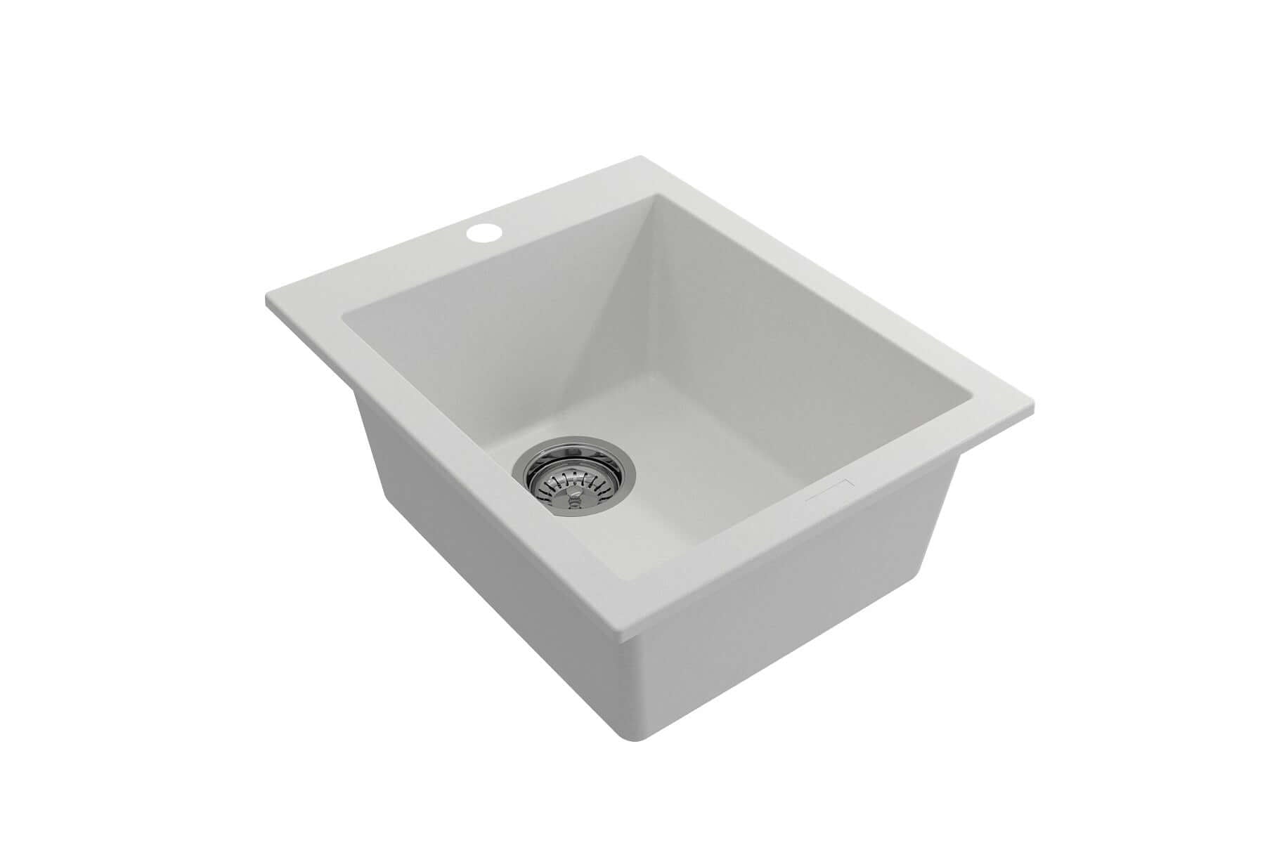 Alternate Image for BOCCHI Campino Uno 16" Rectangle Granite Bar/Prep Sink with Accessories, Milk White, 1608-507-0126