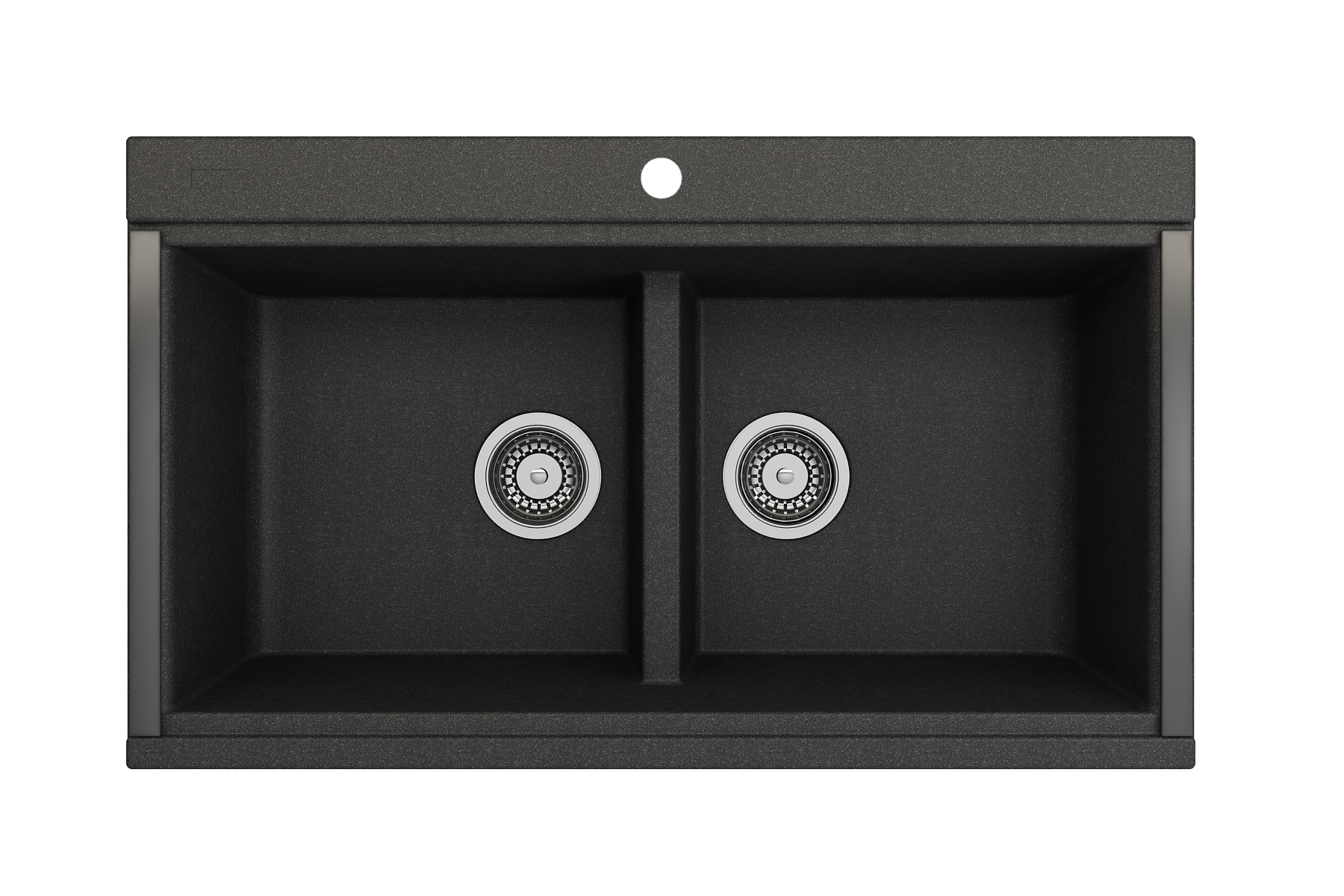 BOCCHI Baveno Lux 34" Undermount Granite Workstation Kitchen Sink Kit with Accessories, 50/50 Double Bowl, Metallic Black, 1618-505-0126
