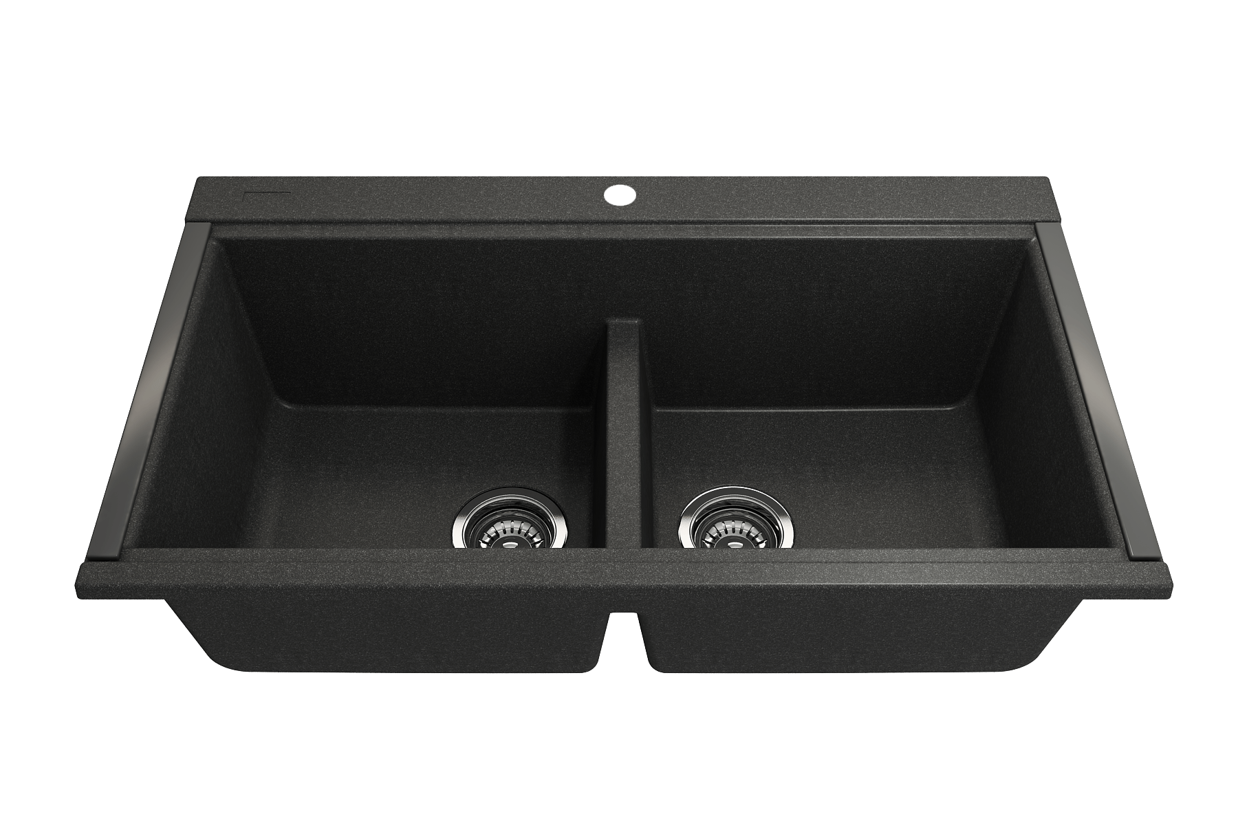 Alternate Image for BOCCHI Baveno Lux 34" Undermount Granite Workstation Kitchen Sink Kit with Accessories, 50/50 Double Bowl, Metallic Black, 1618-505-0126HP