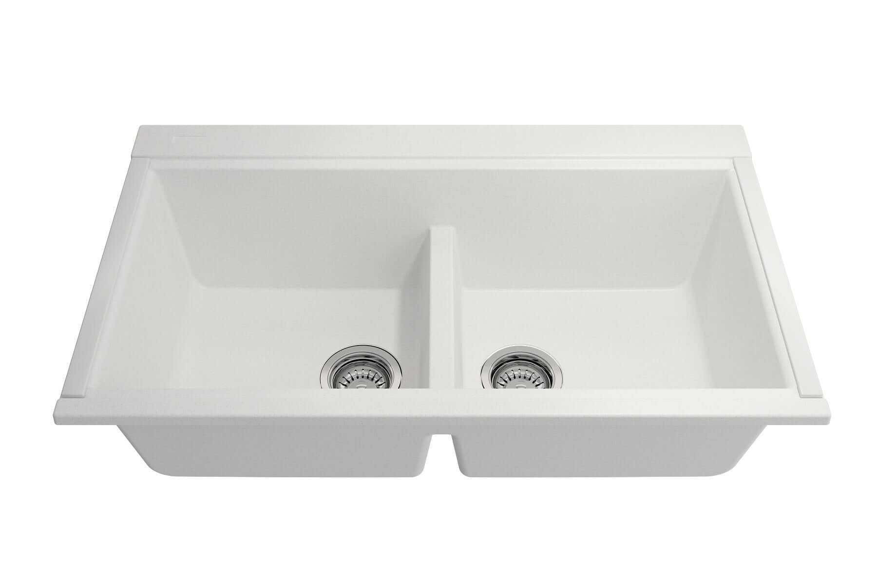 Alternate Image for BOCCHI Baveno Lux 34" Undermount Granite Workstation Kitchen Sink Kit with Accessories, 50/50 Double Bowl, Milk White, 1618-507-0126